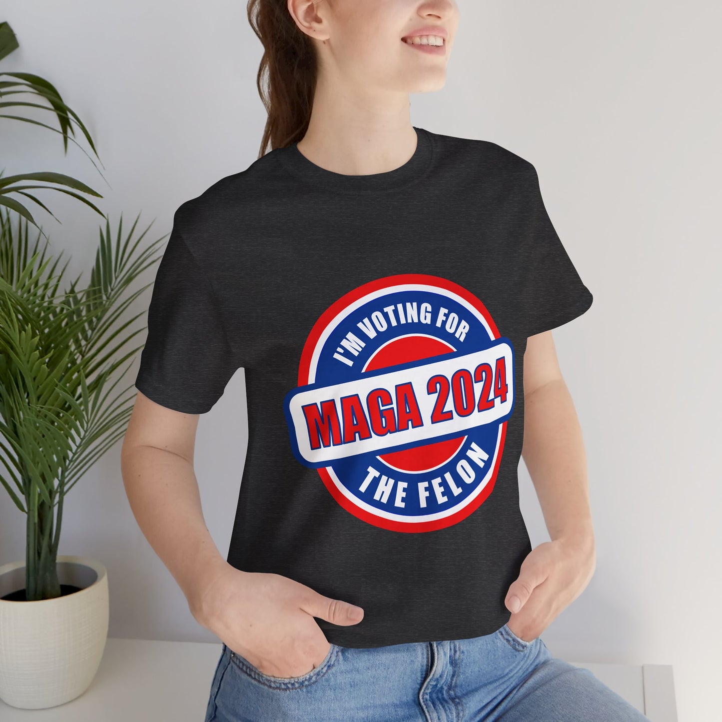 I'm Voting for the Felon Mega 2024 Unisex Jersey Short Sleeve Tee