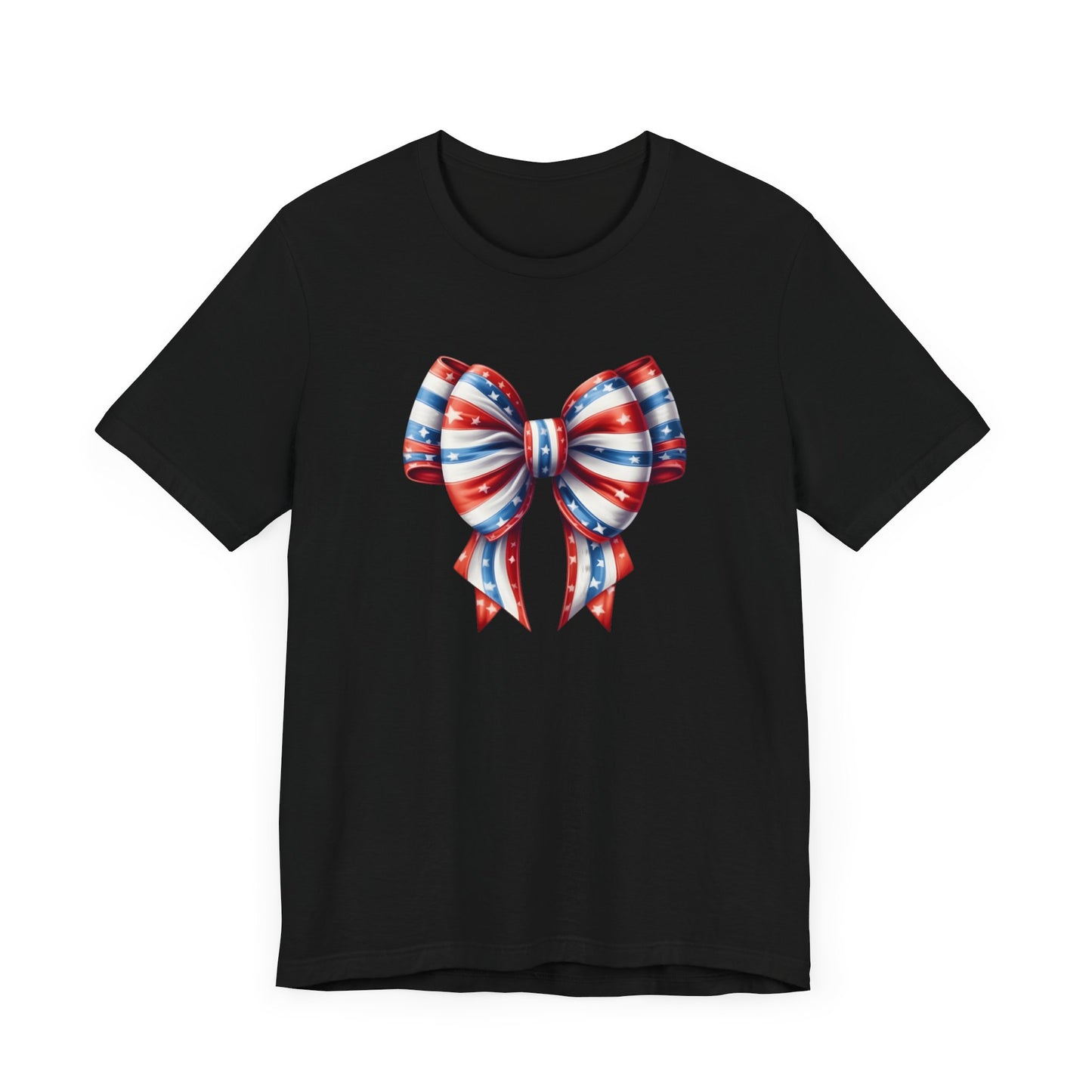Womans Unisex Red White and Blue Ribbon Jersey Short Sleeve Tee