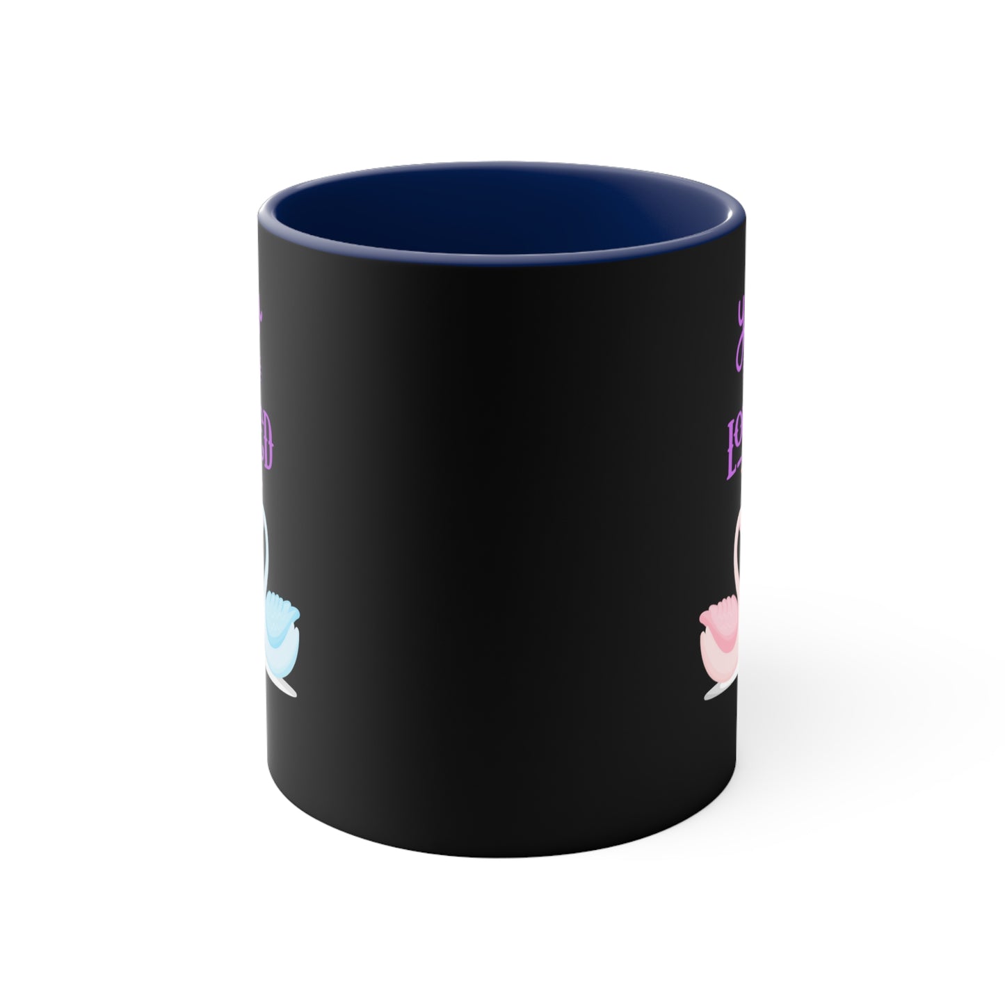 Swan You Are Loved on a Black Background Accent Coffee Mug, 11oz