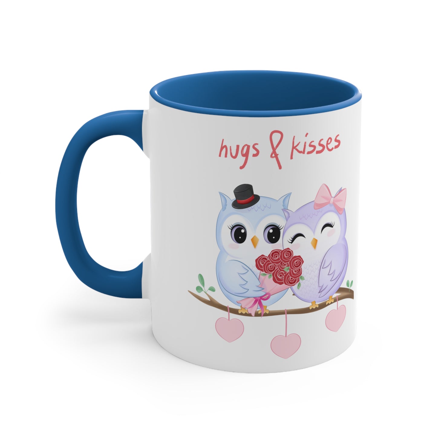 White Hugs and Kisses Owls Accent Coffee Mug, 11oz