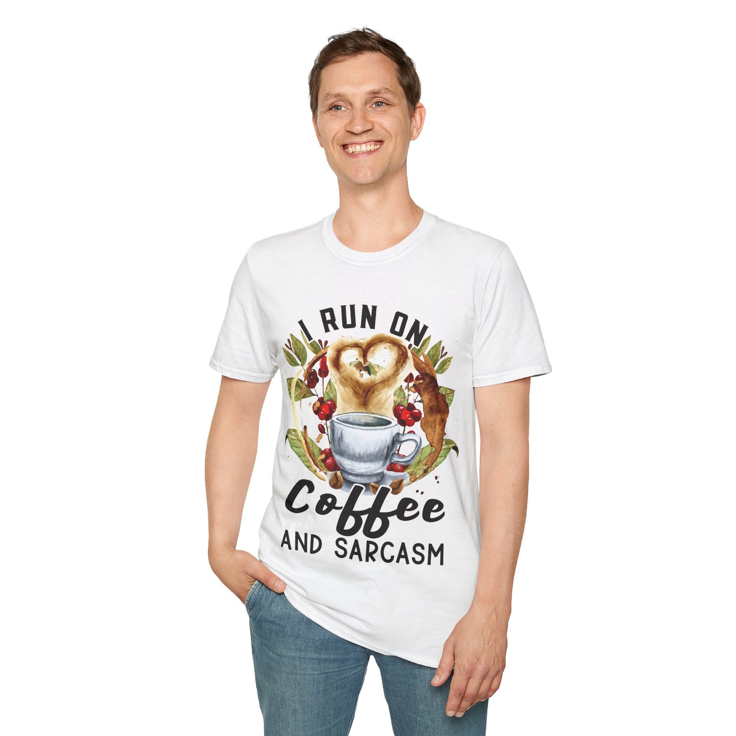 Funny Coffee and Sarcasm Unisex Softstyle T-Shirt