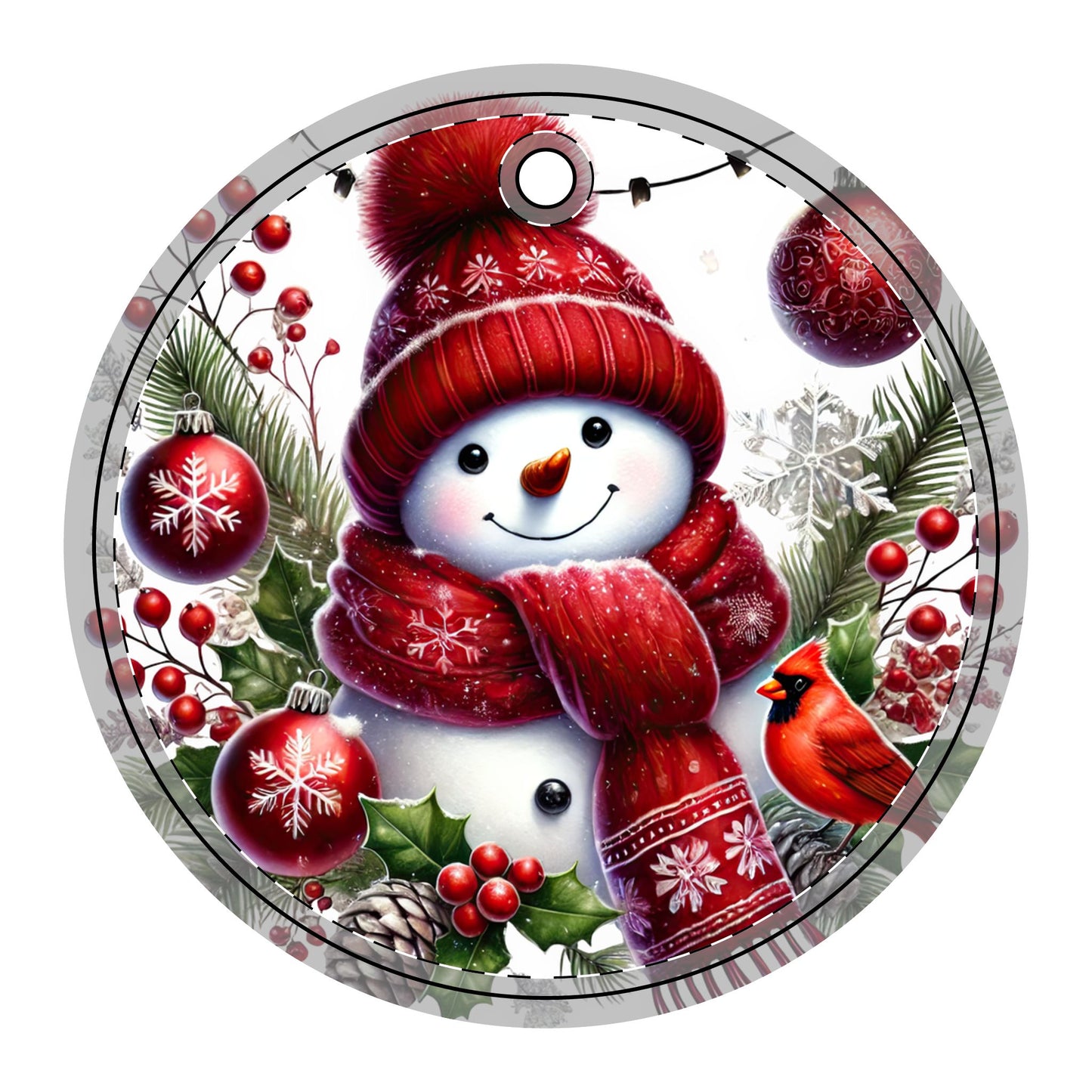 Adorable Snowman Ceramic Ornaments (2-Side Print)