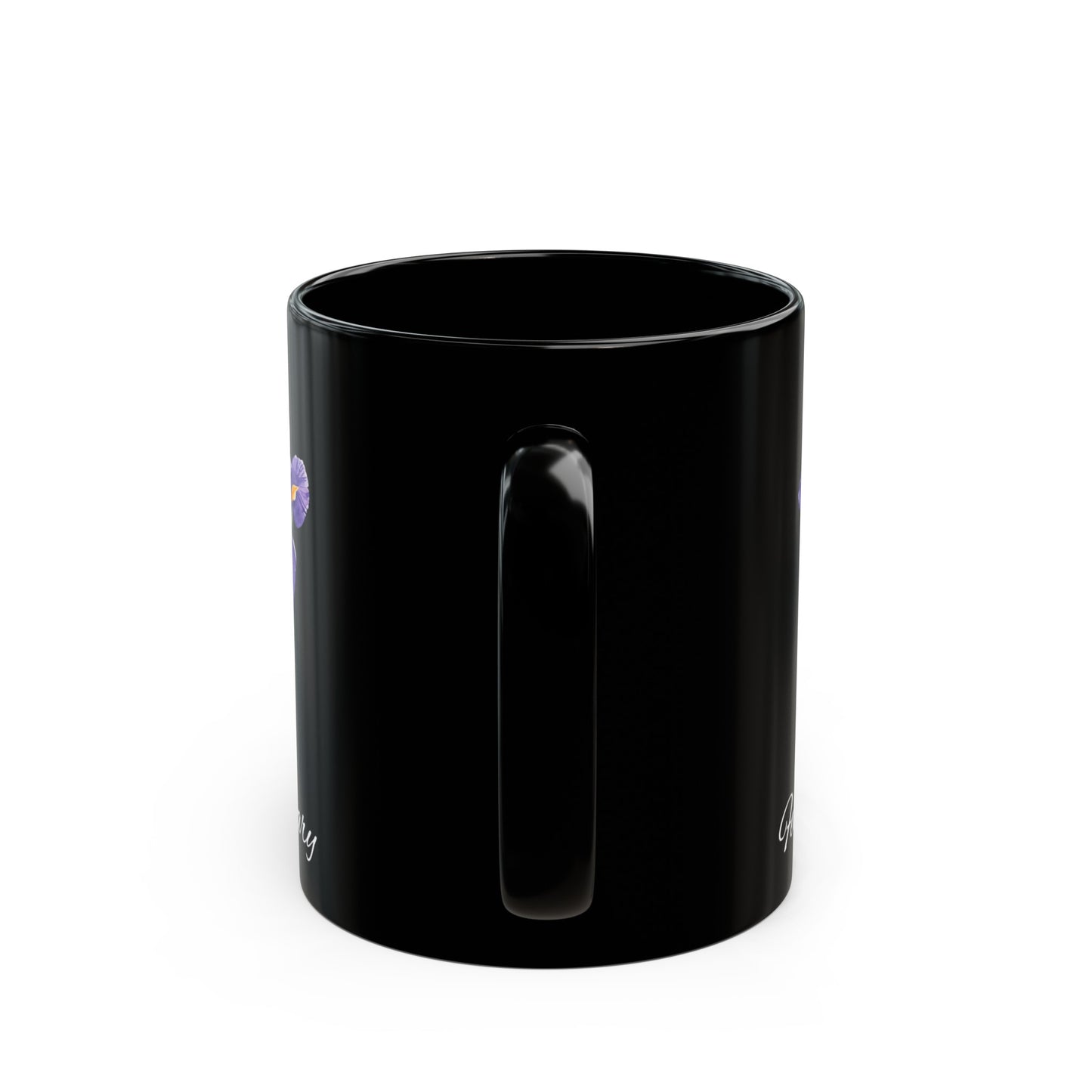 February Birth Flower Iris Black Mug (11oz, 15oz)