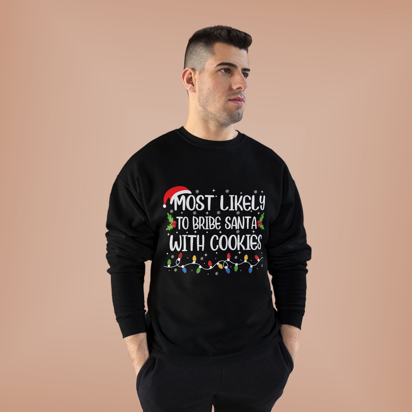 Funny Unisex Bribe Santa With Cookies EcoSmart® Crewneck Sweatshirt