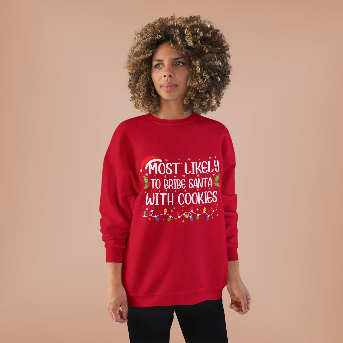 Funny Unisex Bribe Santa With Cookies EcoSmart® Crewneck Sweatshirt