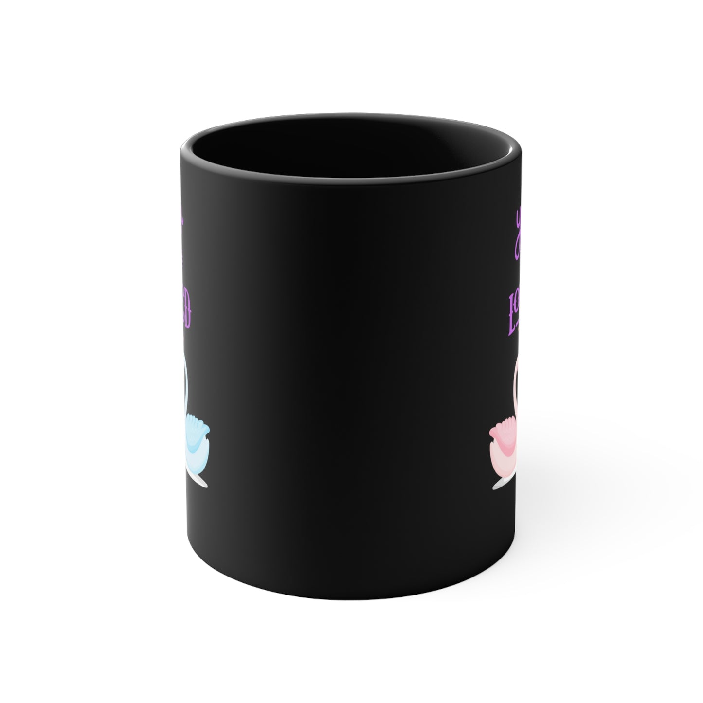 Swan You Are Loved on a Black Background Accent Coffee Mug, 11oz