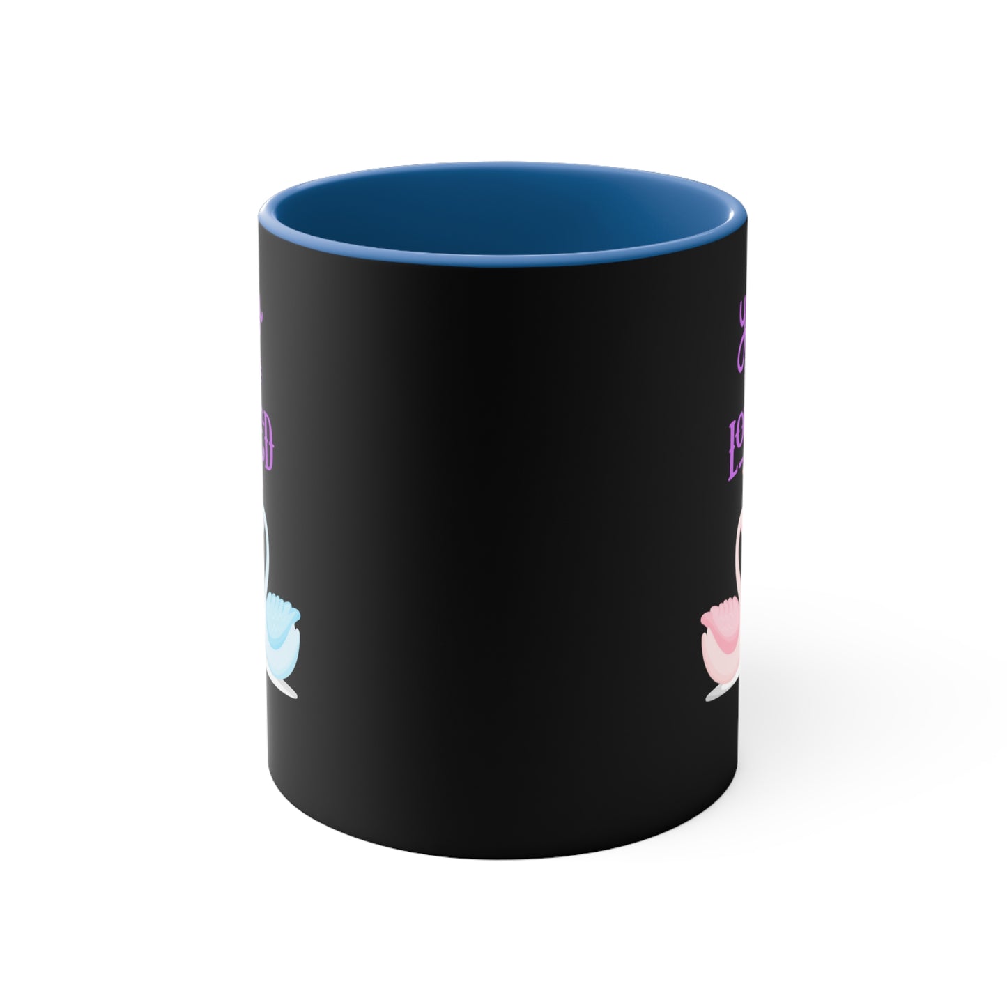 Swan You Are Loved on a Black Background Accent Coffee Mug, 11oz