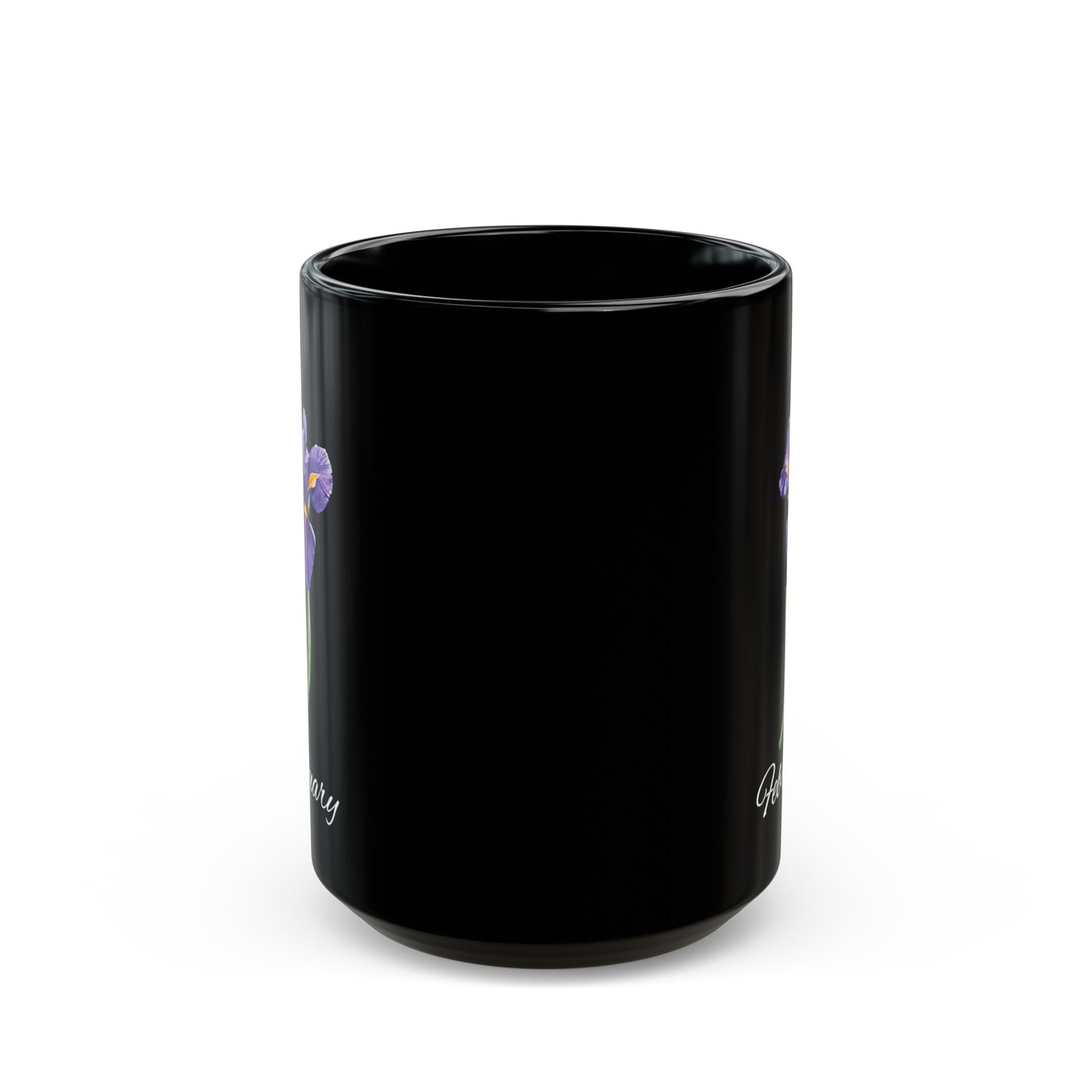 February Birth Flower Iris Black Mug (11oz, 15oz)