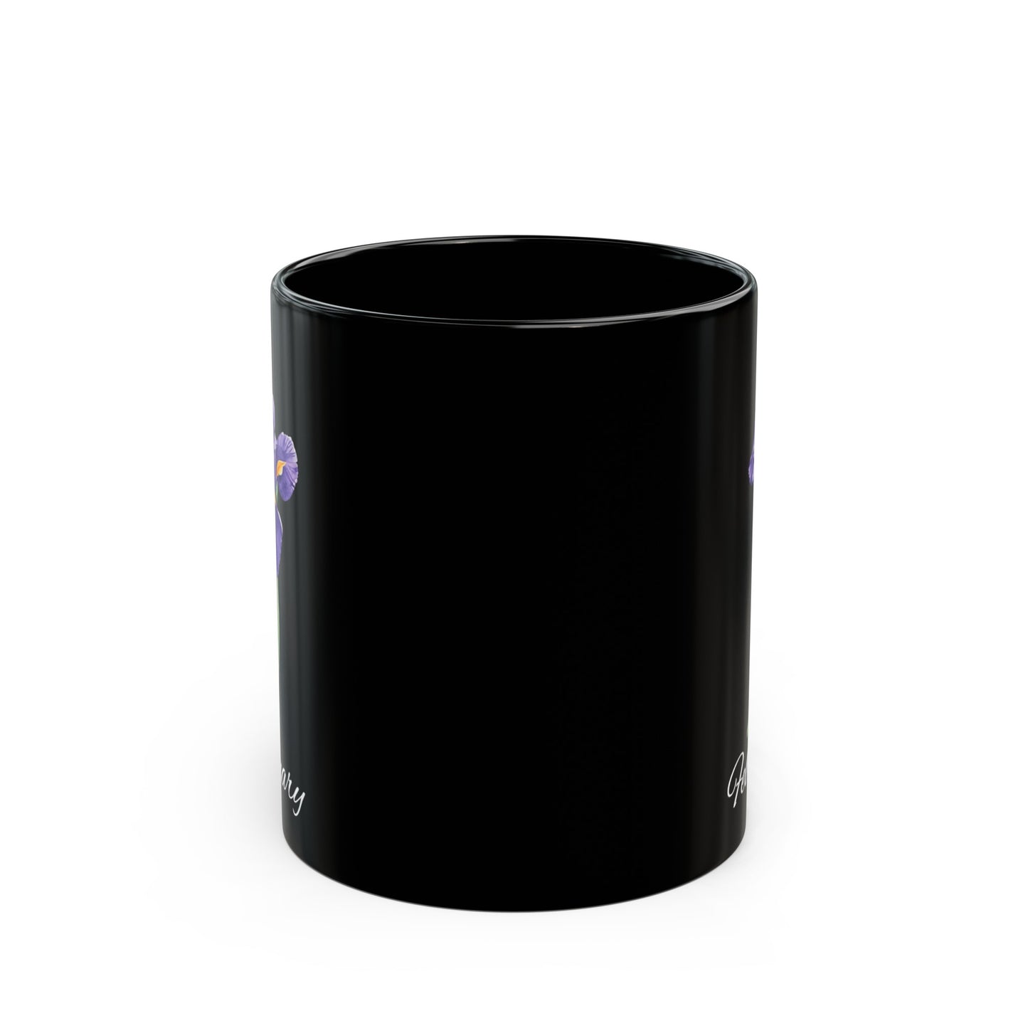 February Birth Flower Iris Black Mug (11oz, 15oz)
