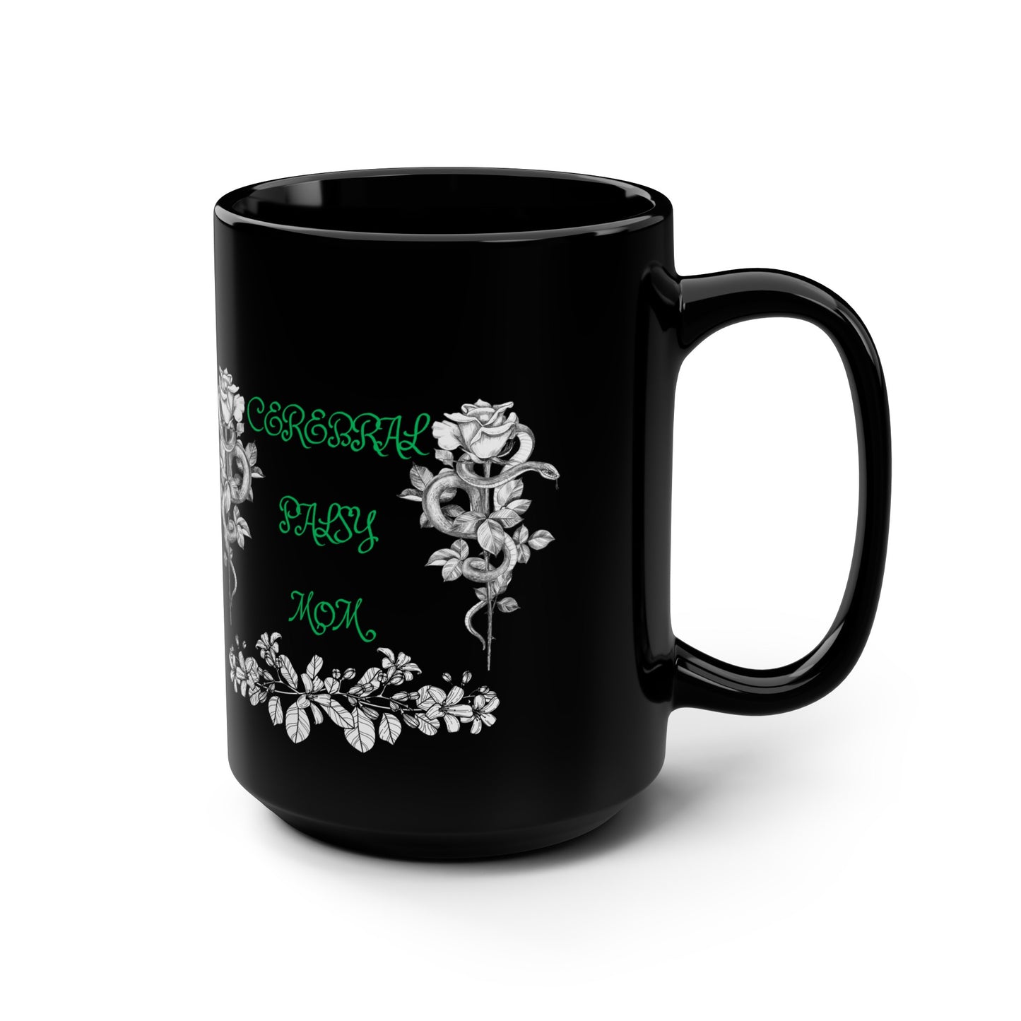 Cerebral Palsy Mom Black Mug, 15oz