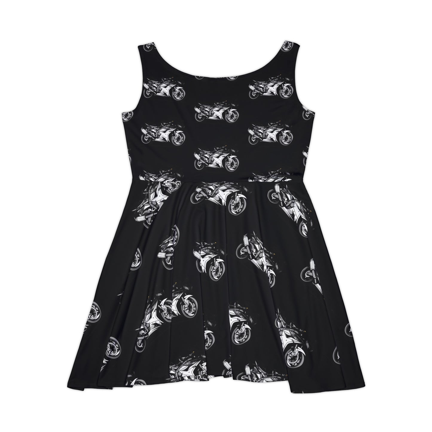 Black Motorcycle Women's Skater Dress (AOP)