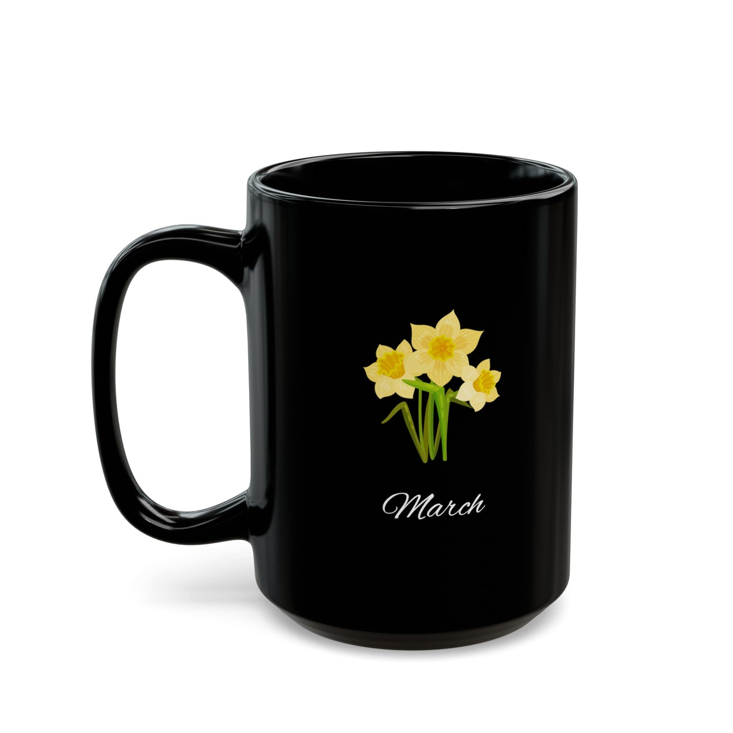March Birth Month Daffodil Flower Black Mug (11oz, 15oz)
