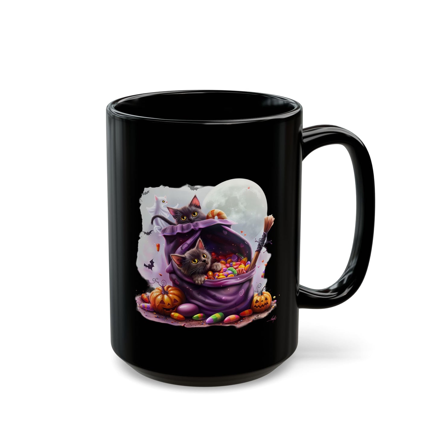 Playful Kittens Halloween Black Mug (11oz, 15oz)