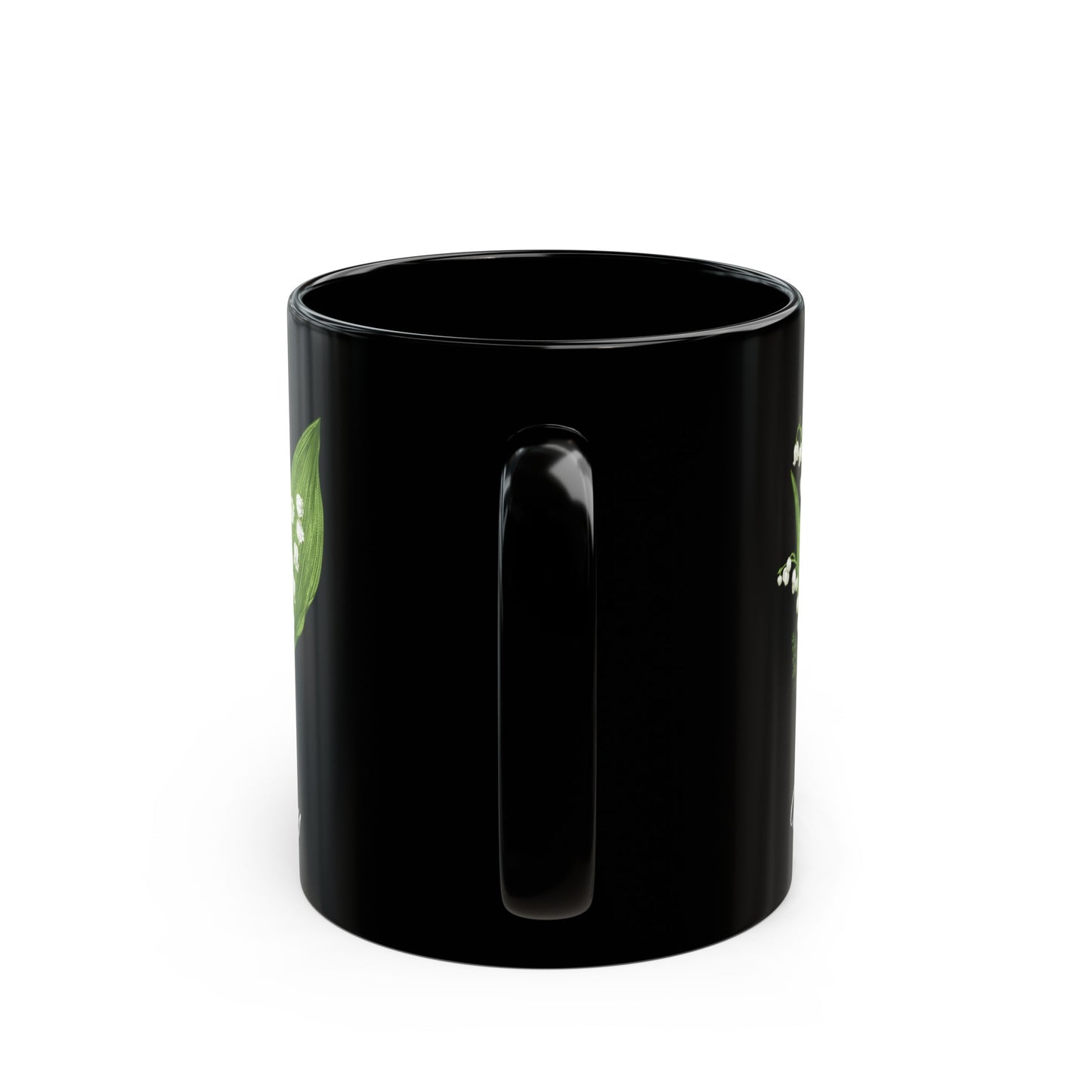 May Birth month flower, Lily of the Valley Black Mug (11oz, 15oz)