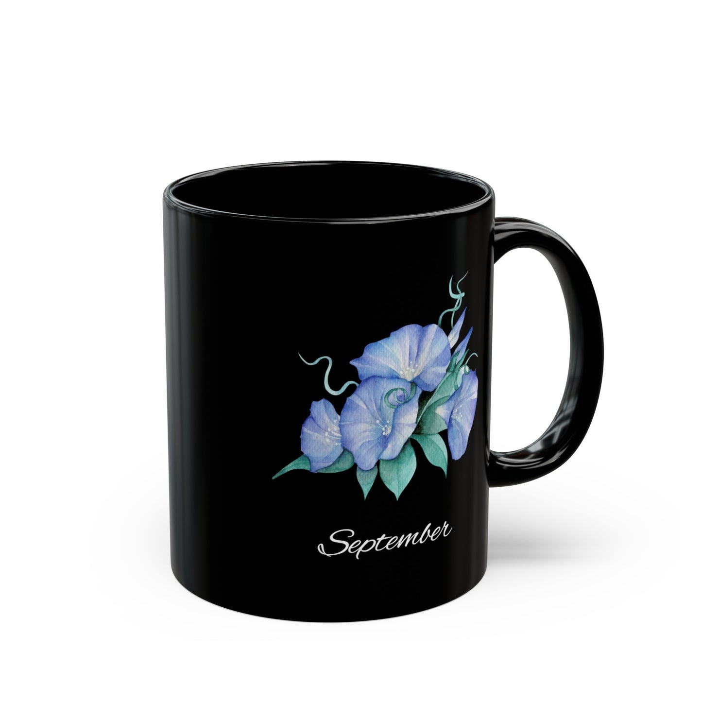 September Birth Flower, Morning Glory Black Mug (11oz, 15oz)