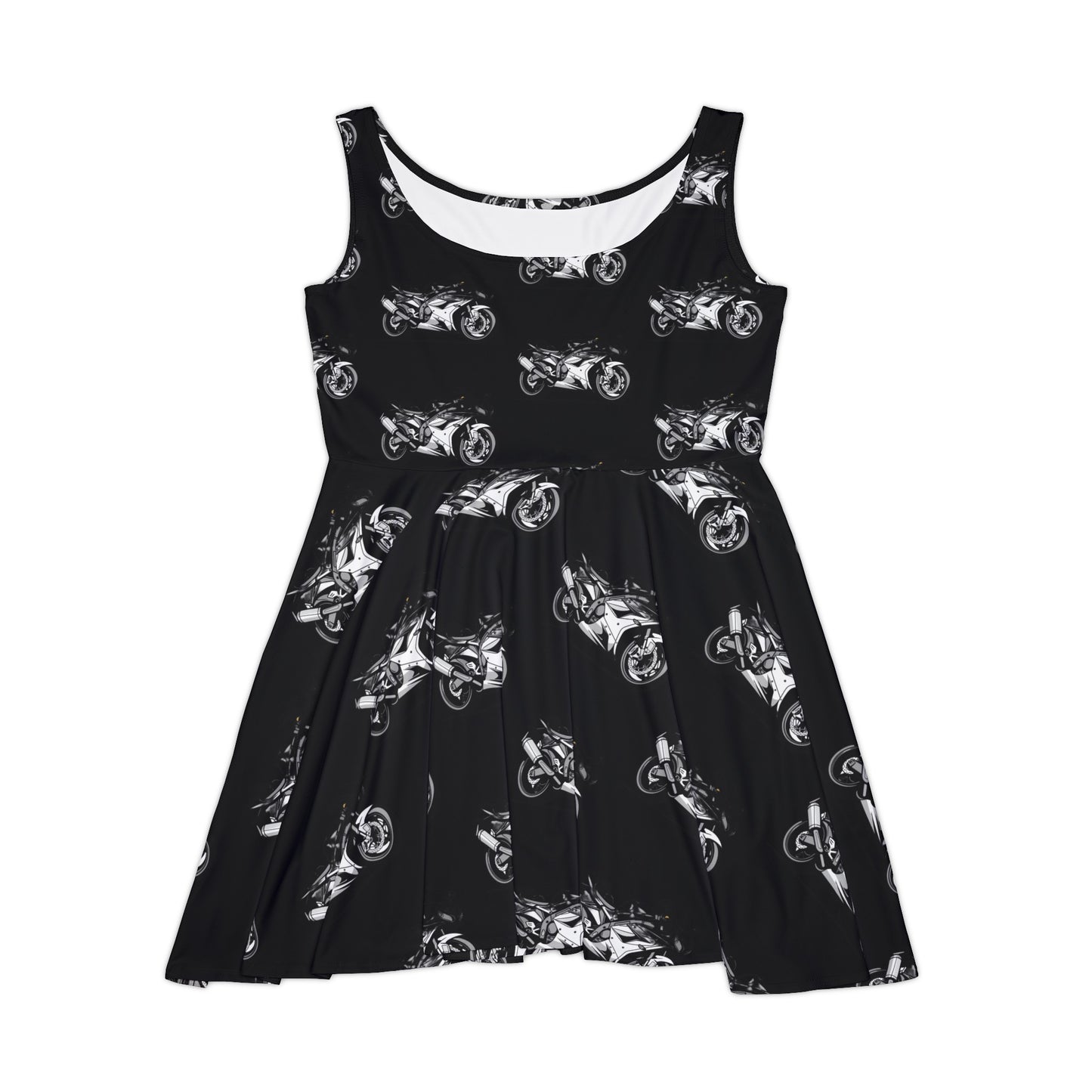 Black Motorcycle Women's Skater Dress (AOP)
