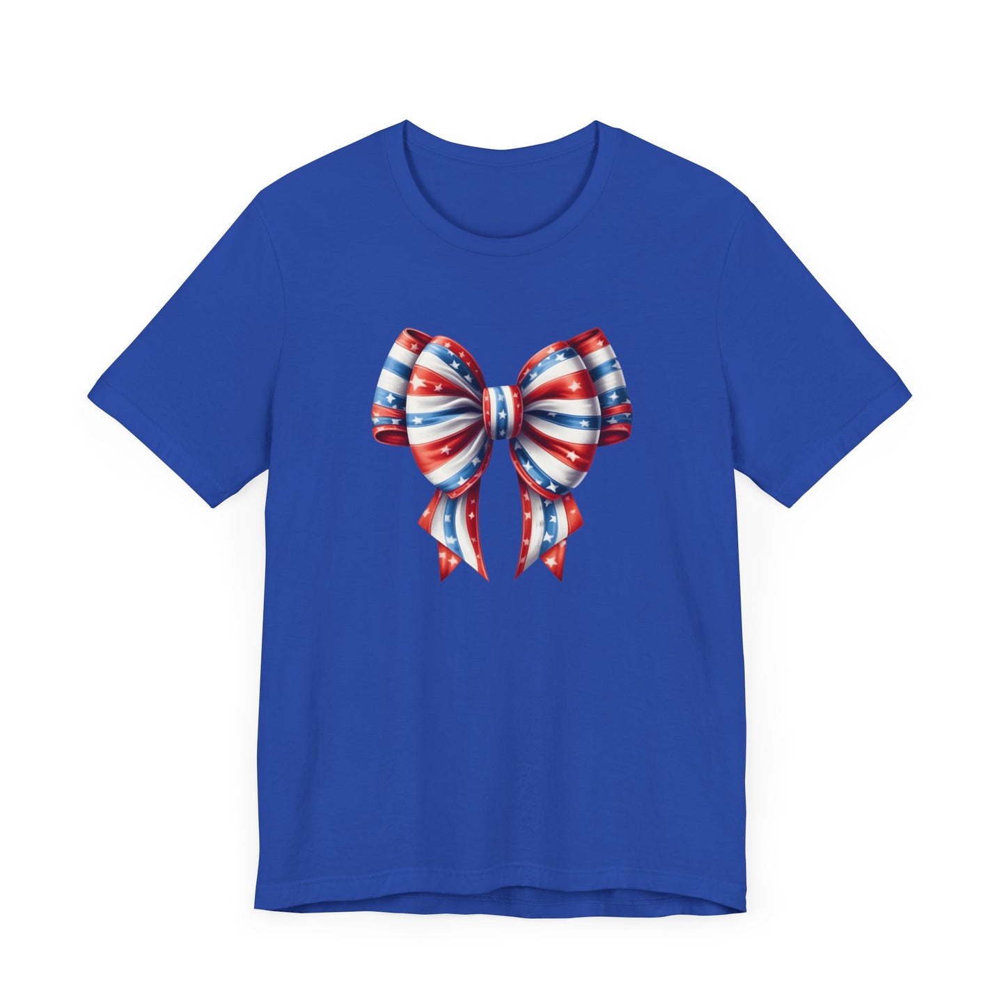 Womans Unisex Red White and Blue Ribbon Jersey Short Sleeve Tee