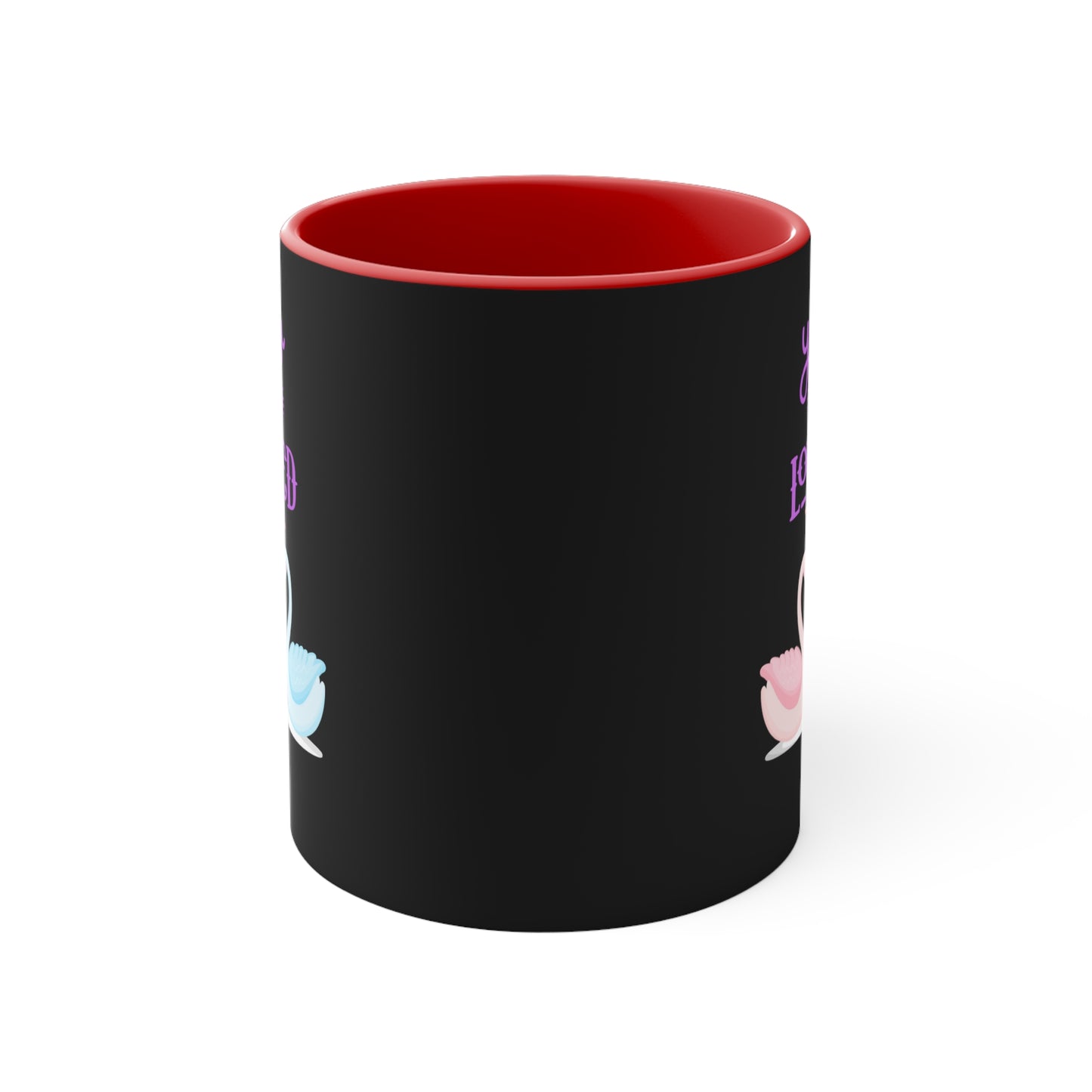 Swan You Are Loved on a Black Background Accent Coffee Mug, 11oz