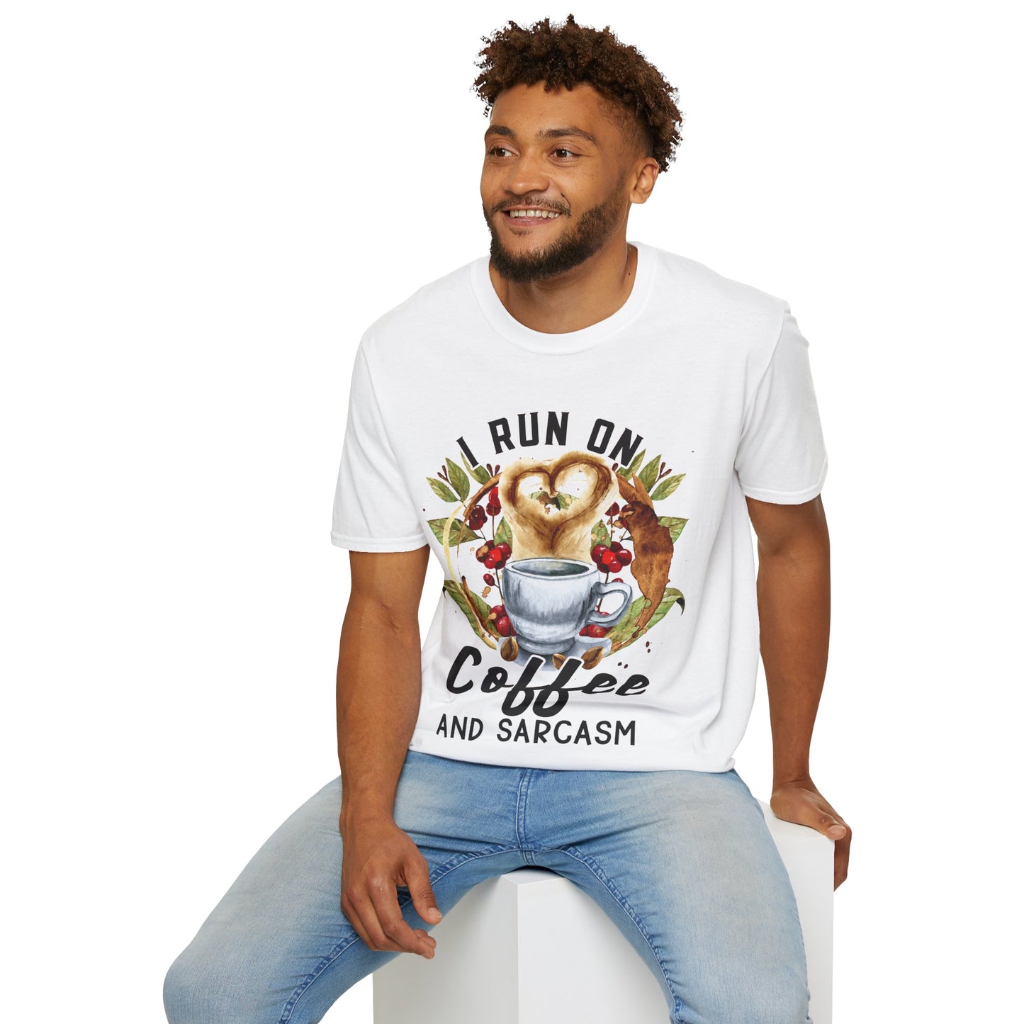 Funny Coffee and Sarcasm Unisex Softstyle T-Shirt