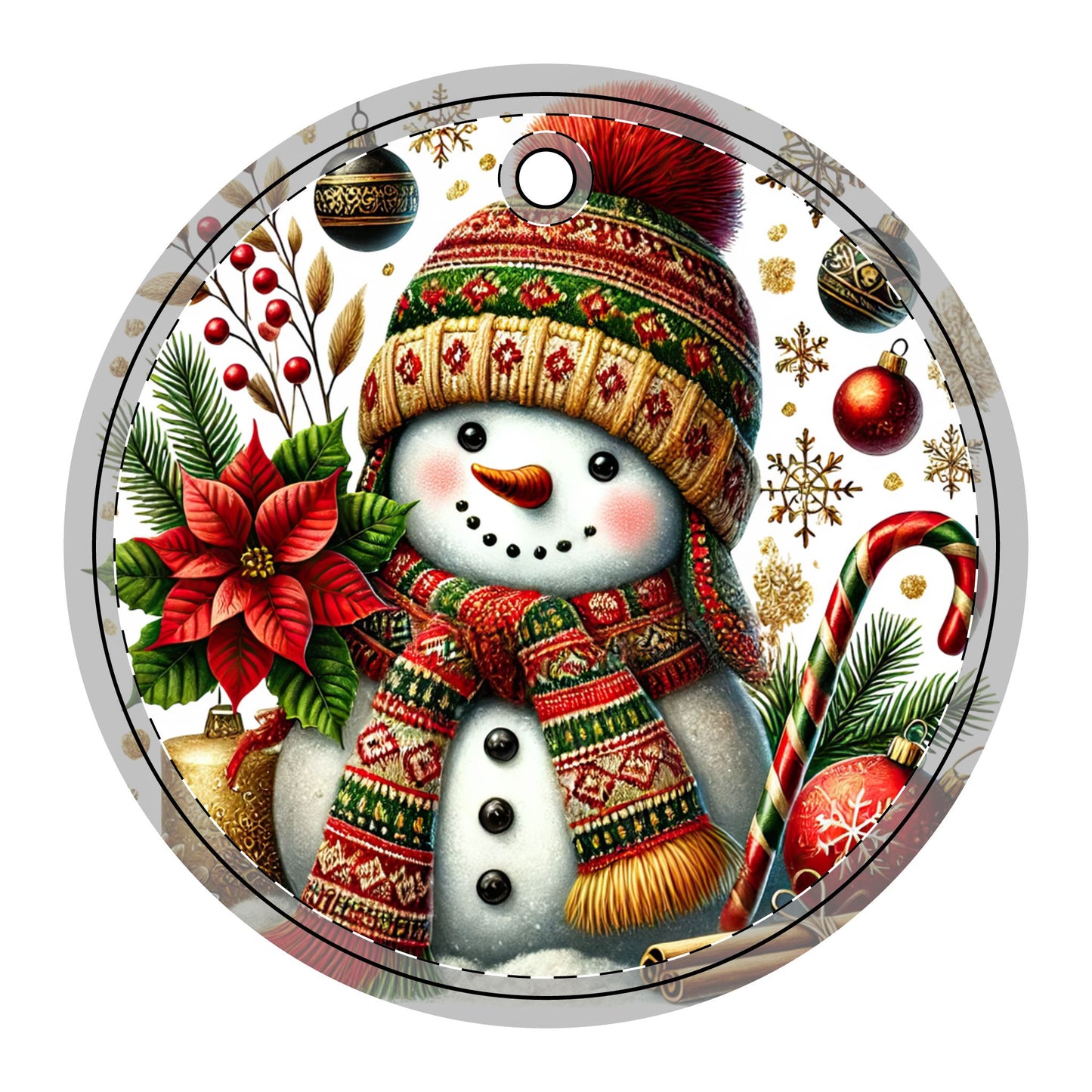 Cute Festive Snowman Ceramic Ornaments (2-Side Print)