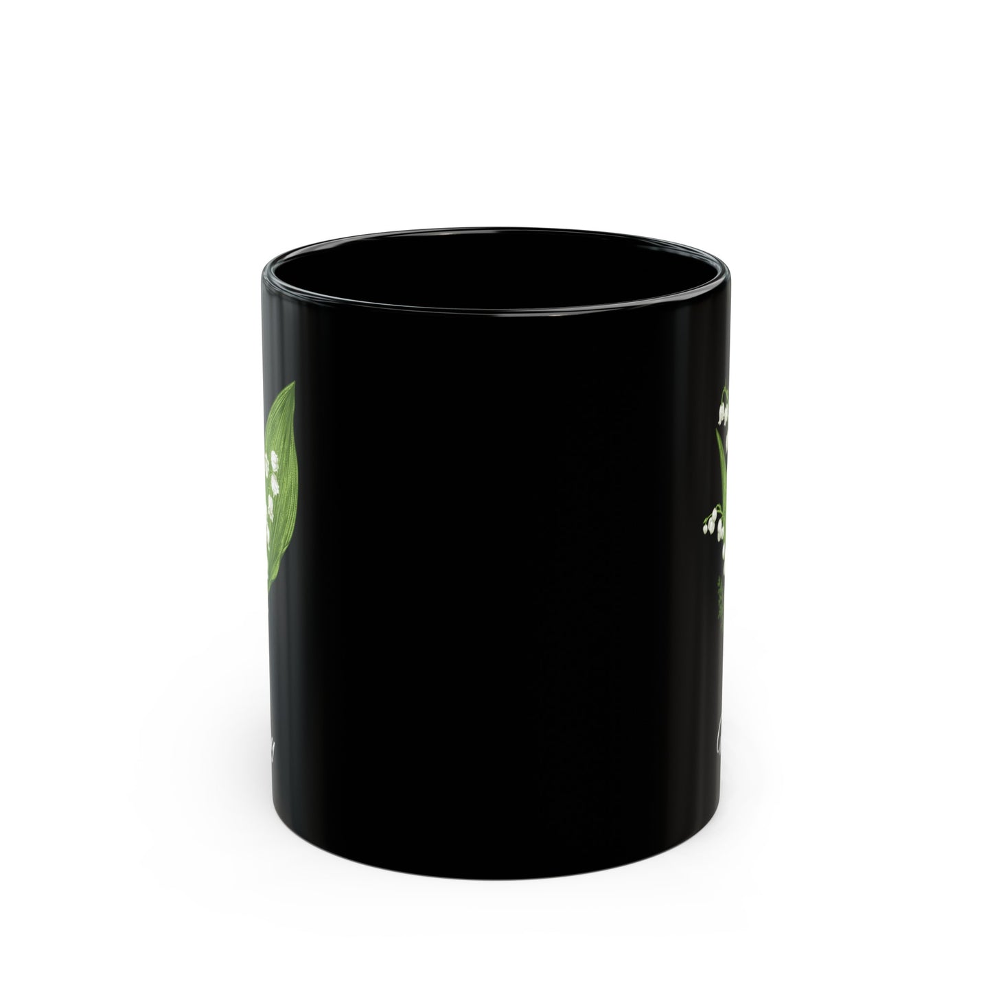 May Birth month flower, Lily of the Valley Black Mug (11oz, 15oz)
