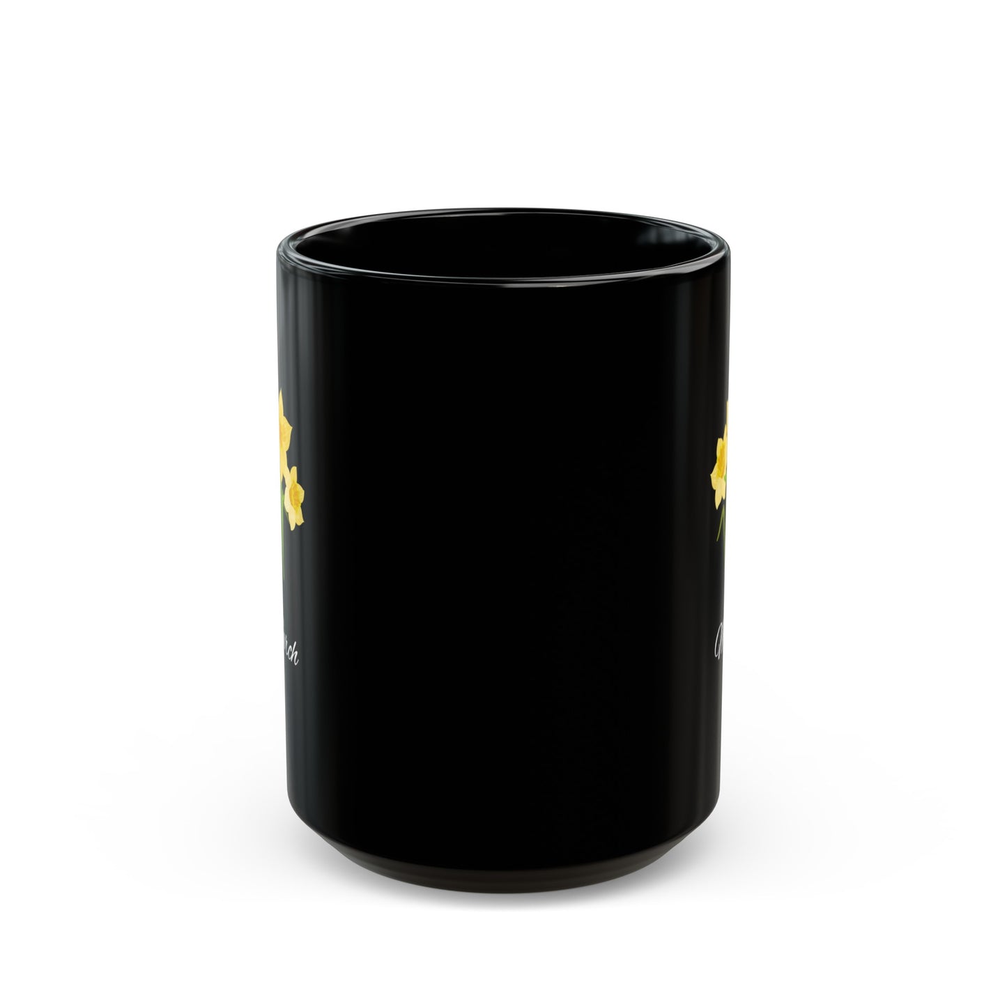March Birth Month Daffodil Flower Black Mug (11oz, 15oz)