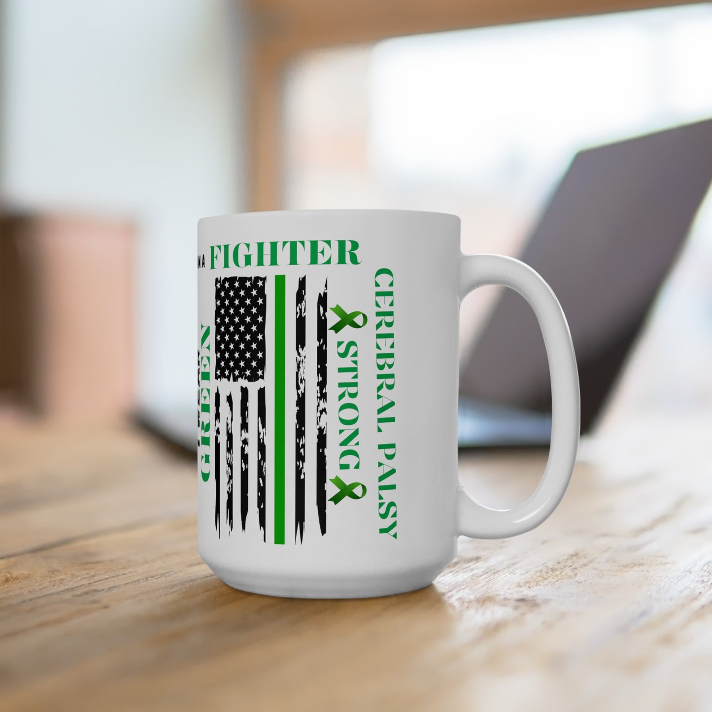 Cerebral Palsy with American Flag Ceramic Mug 15oz