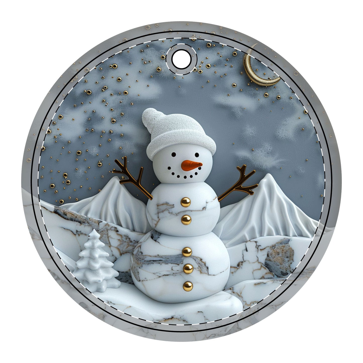 Cute Snowman Ceramic Ornaments (2-Side Print)
