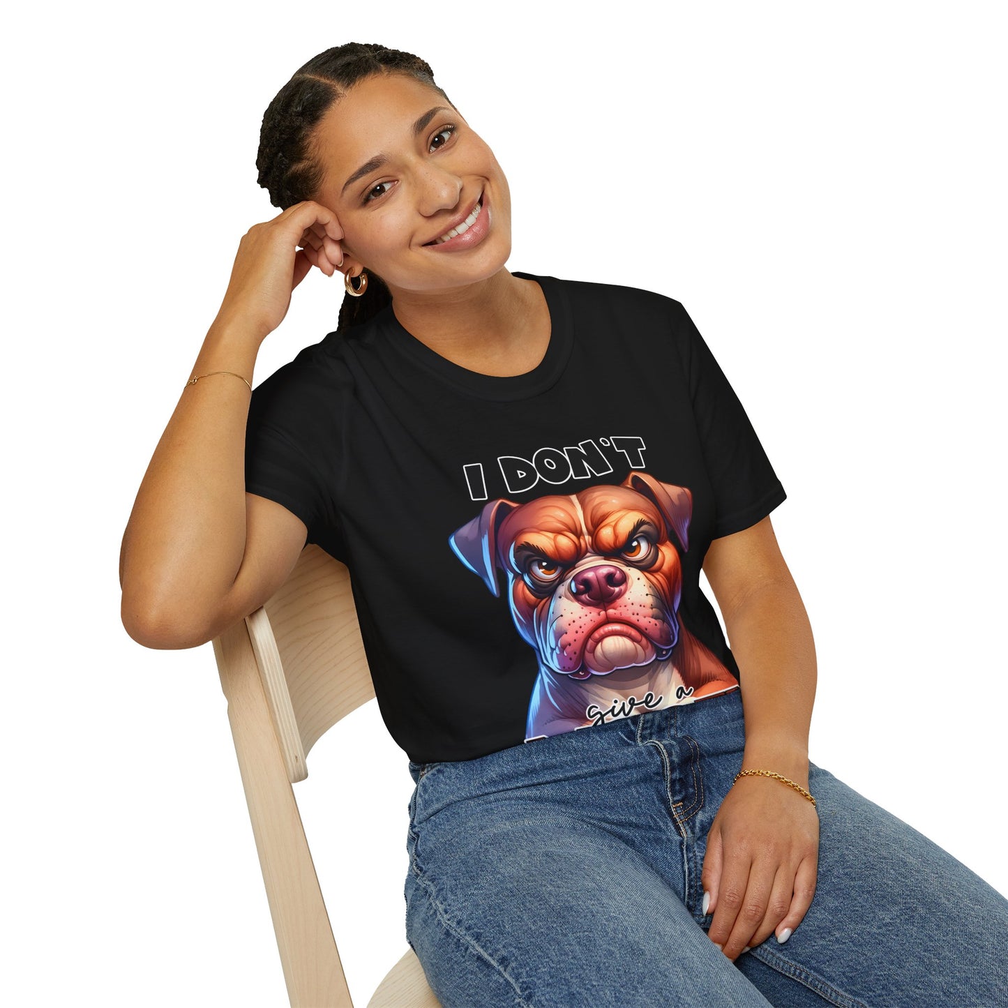 Graphic Dog Lover T-Shirt - 'I Don't Give a Woof!' Unisex Softstyle Tee