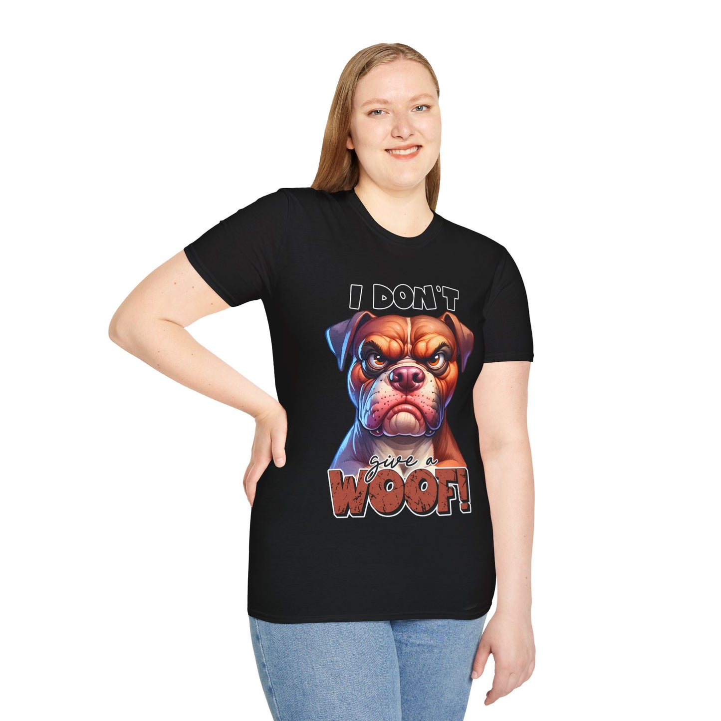 Graphic Dog Lover T-Shirt - 'I Don't Give a Woof!' Unisex Softstyle Tee