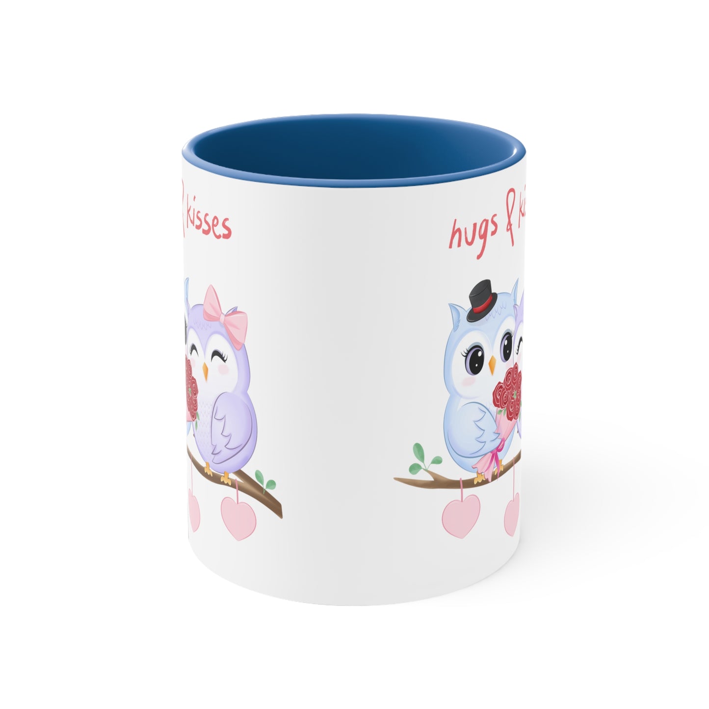 White Hugs and Kisses Owls Accent Coffee Mug, 11oz