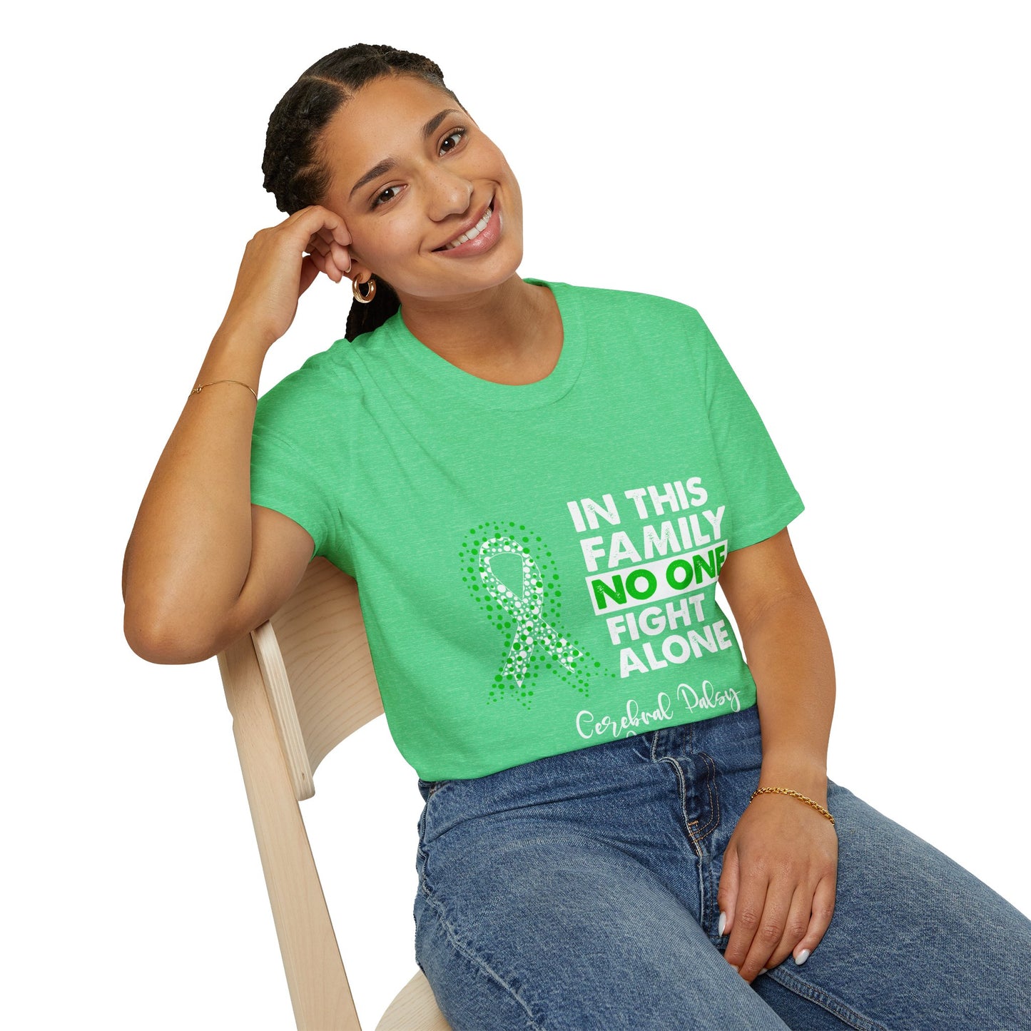 Cerebral Palsy Awareness Unisex Softstyle T-Shirt – No One Fights Alone