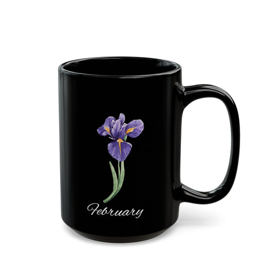 February Birth Flower Iris  Black Mug (11oz, 15oz)