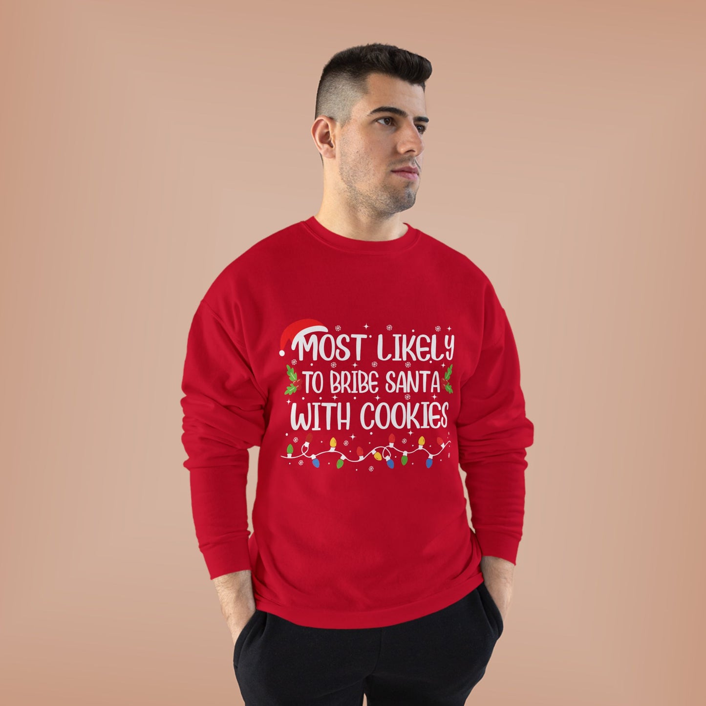 Funny Unisex Bribe Santa With Cookies EcoSmart® Crewneck Sweatshirt