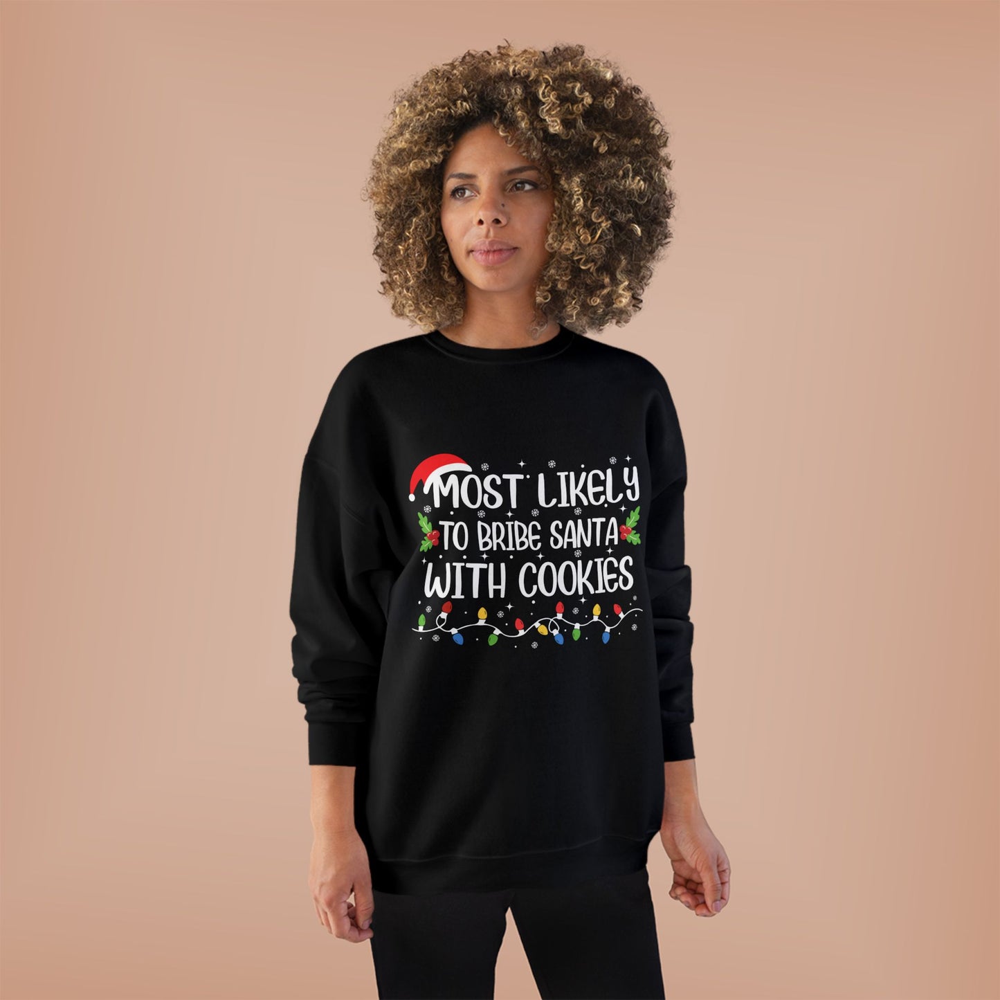Funny Unisex Bribe Santa With Cookies EcoSmart® Crewneck Sweatshirt
