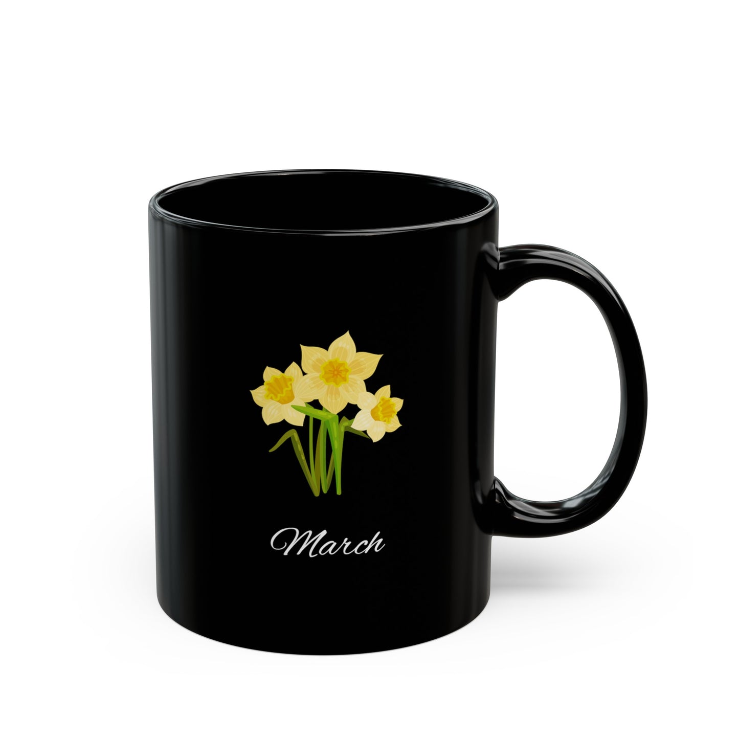 March Birth Month Daffodil Flower Black Mug (11oz, 15oz)