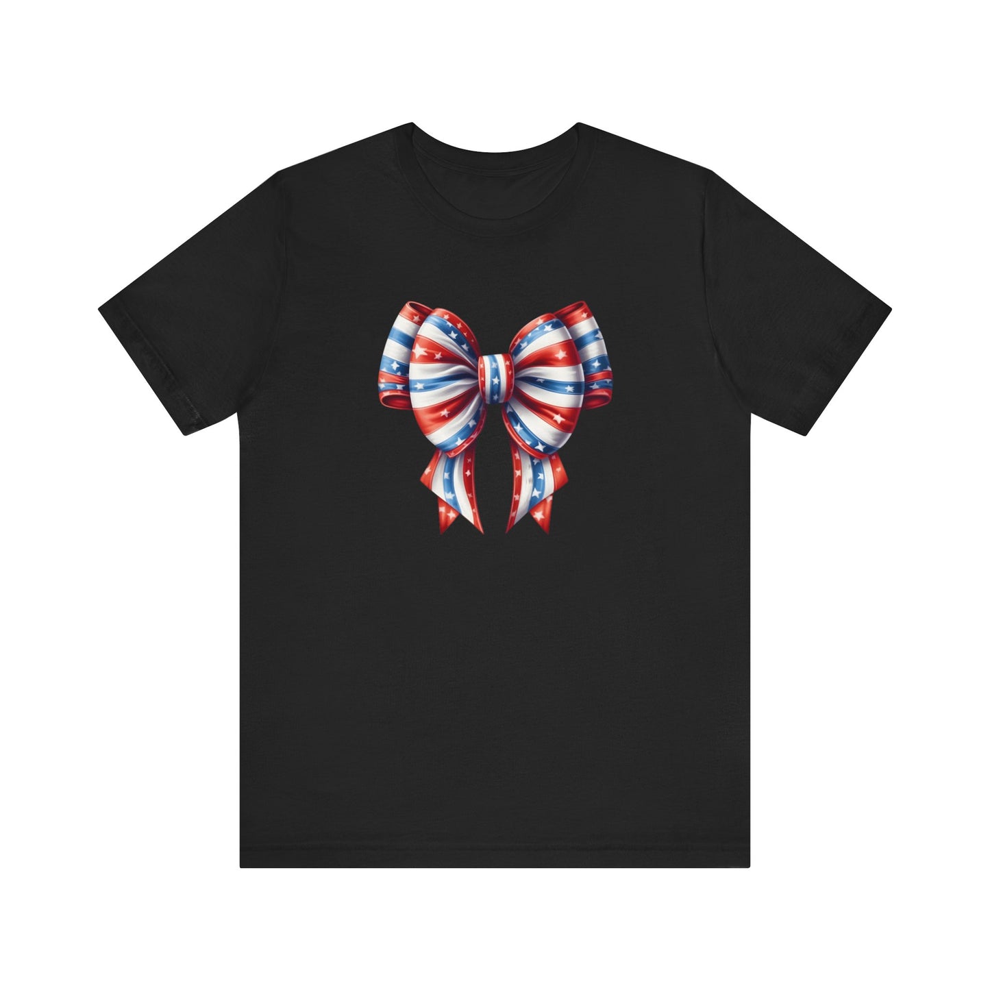 Womans Unisex Red White and Blue Ribbon Jersey Short Sleeve Tee