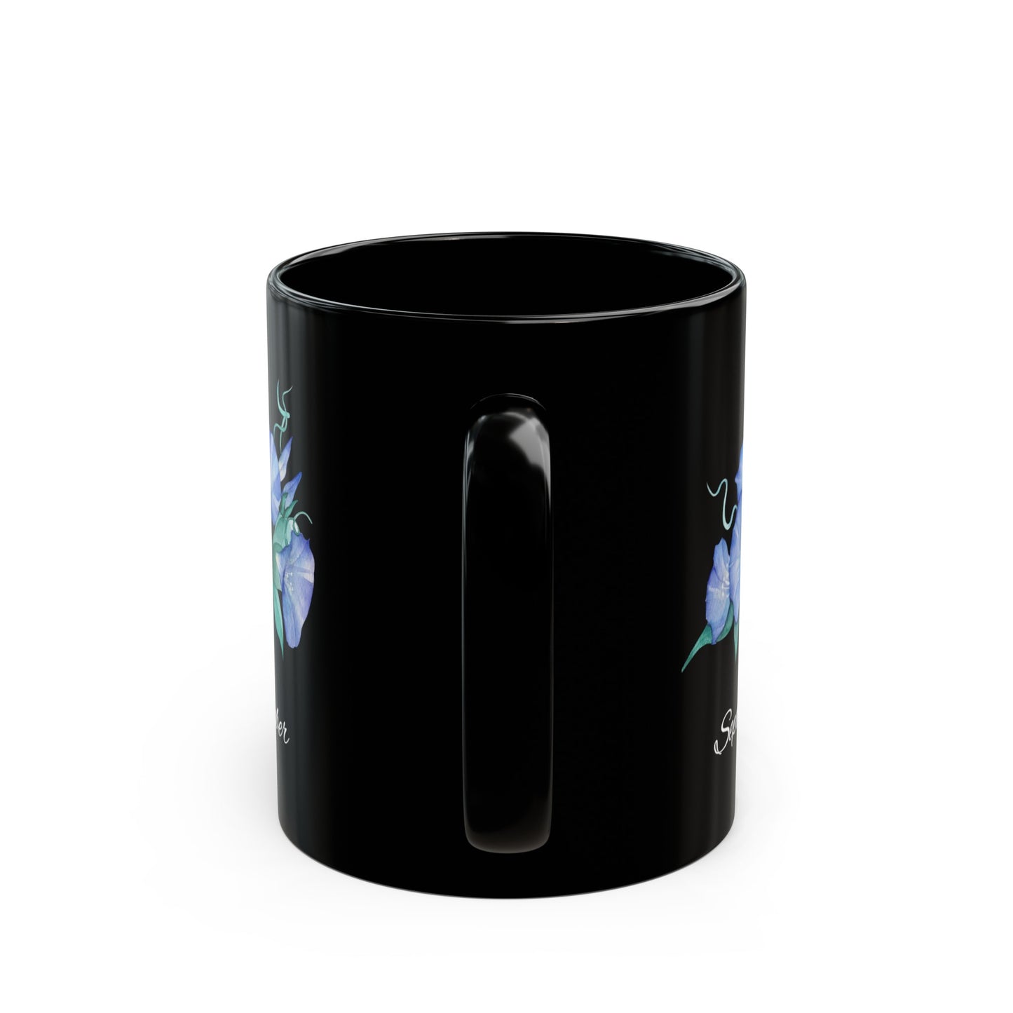 September Birth Flower, Morning Glory Black Mug (11oz, 15oz)