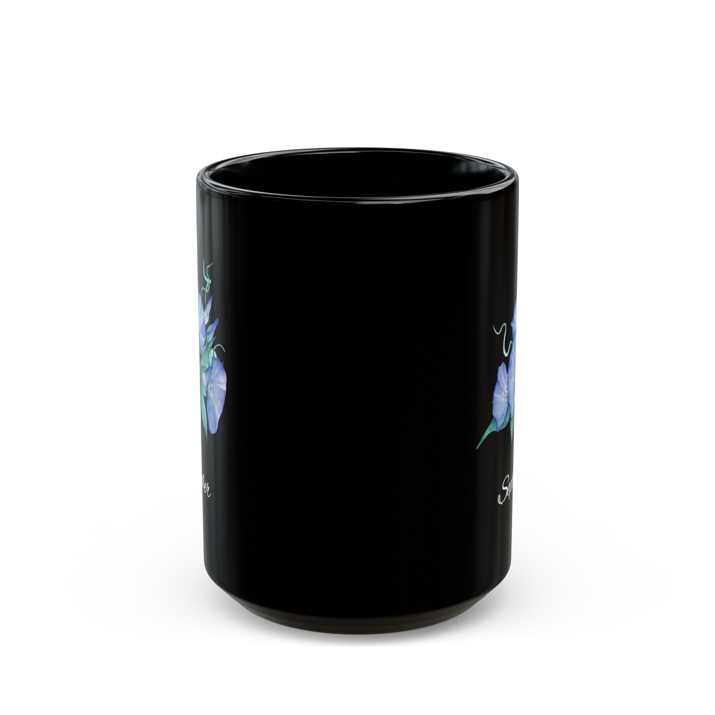 September Birth Flower, Morning Glory Black Mug (11oz, 15oz)