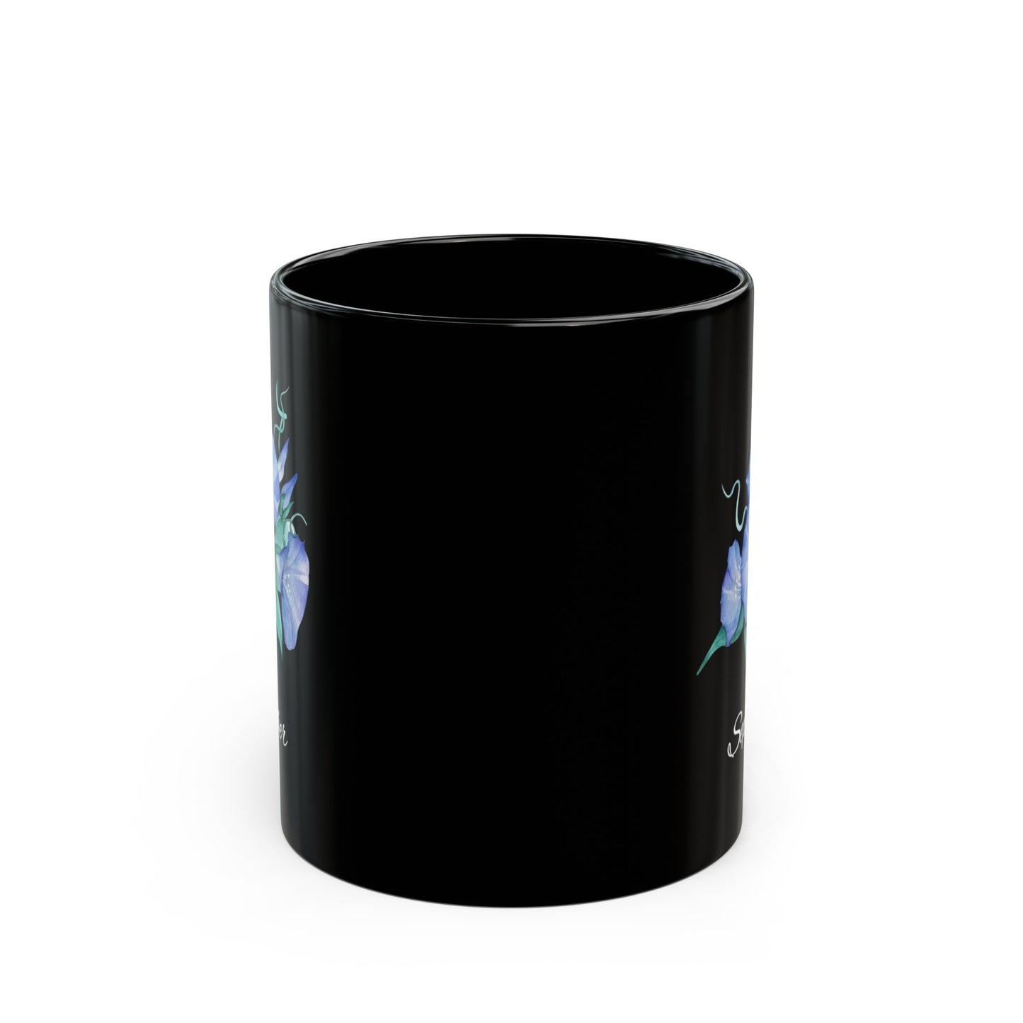 September Birth Flower, Morning Glory Black Mug (11oz, 15oz)