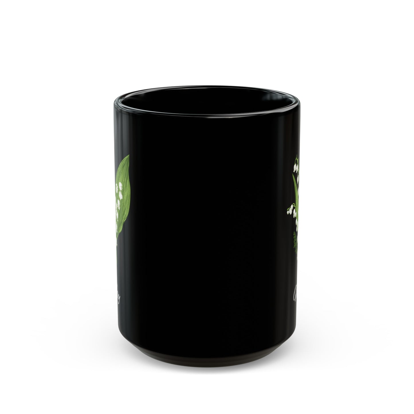 May Birth month flower, Lily of the Valley Black Mug (11oz, 15oz)