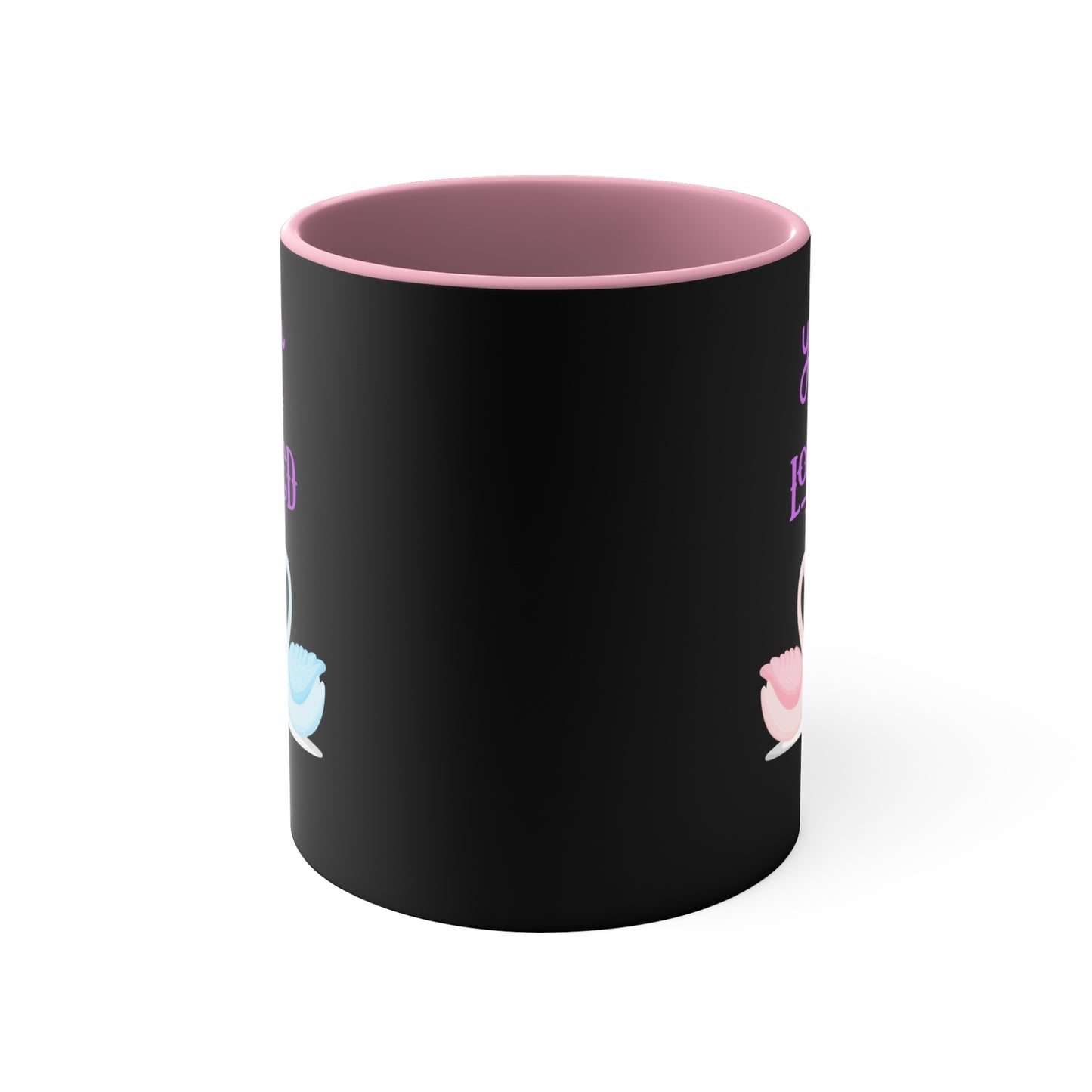 Swan You Are Loved on a Black Background Accent Coffee Mug, 11oz