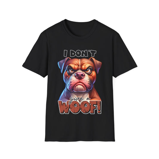 Graphic Dog Lover T-Shirt - 'I Don't Give a Woof!' Unisex Softstyle Tee