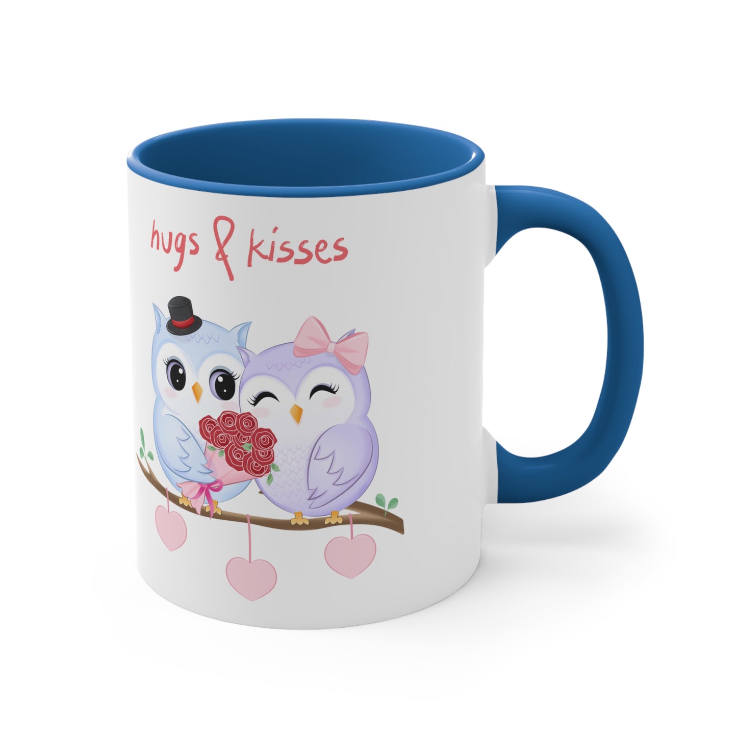 White Hugs and Kisses Owls Accent Coffee Mug, 11oz