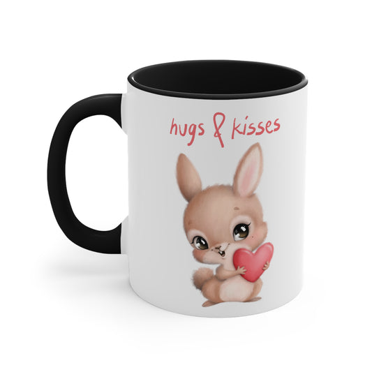 Hugs & Kisses Bunny Accent Coffee Mug, 11oz