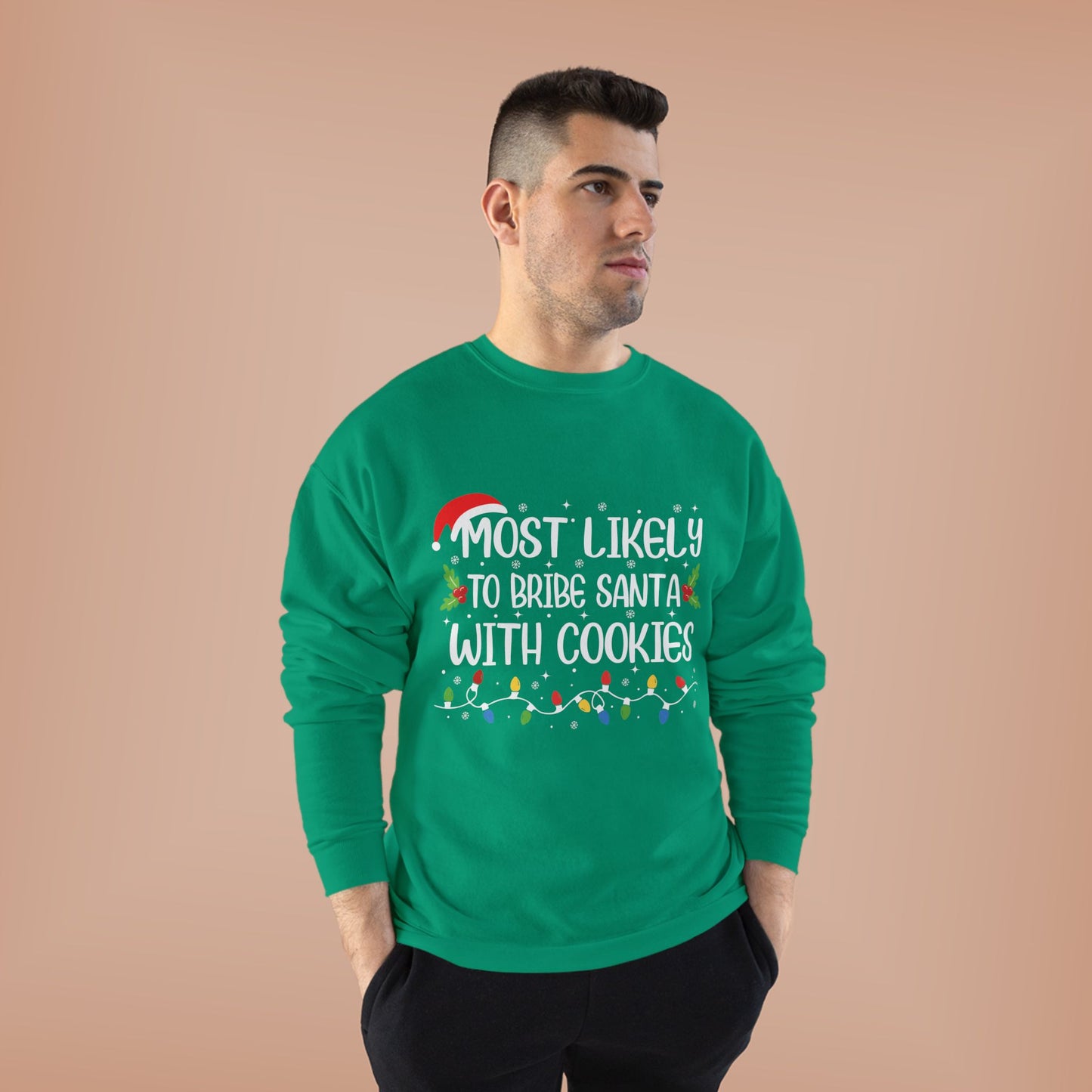 Funny Unisex Bribe Santa With Cookies EcoSmart® Crewneck Sweatshirt