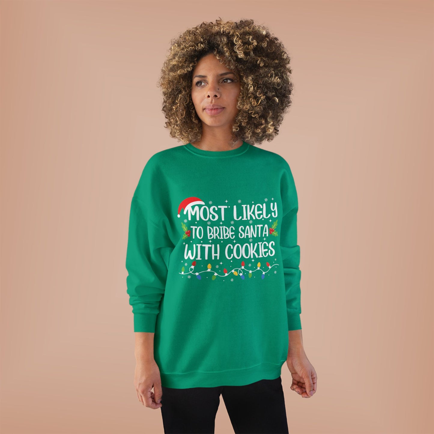 Funny Unisex Bribe Santa With Cookies EcoSmart® Crewneck Sweatshirt