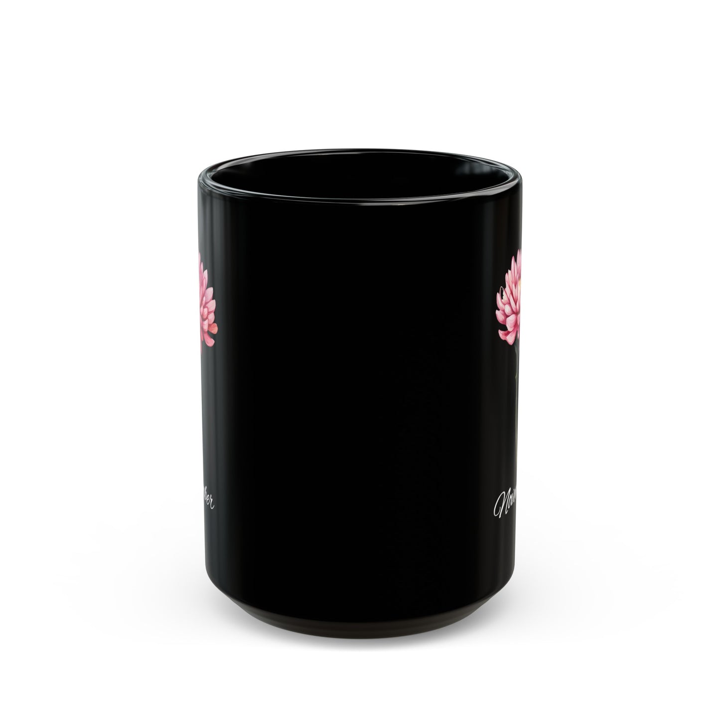 November Birth Flower Chrysanthemum Black Mug (11oz, 15oz)