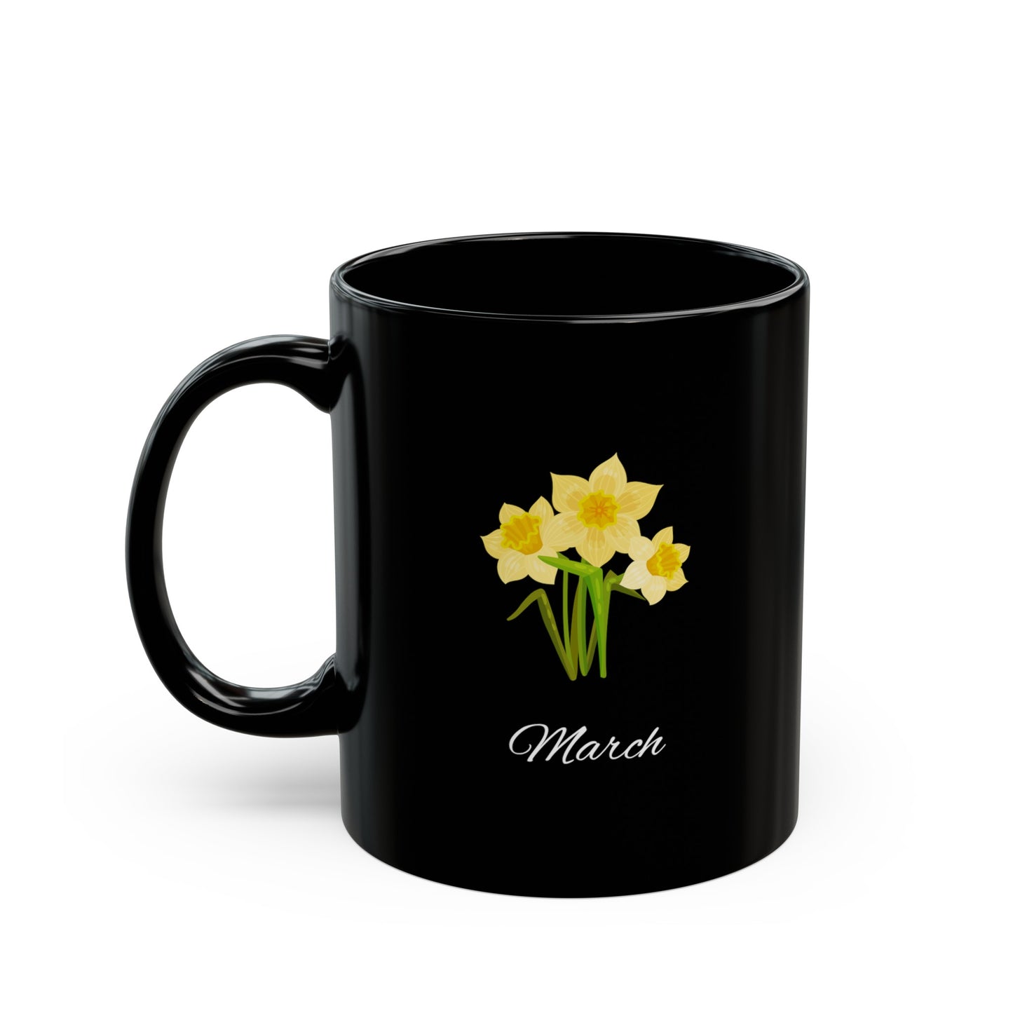 March Birth Month Daffodil Flower Black Mug (11oz, 15oz)
